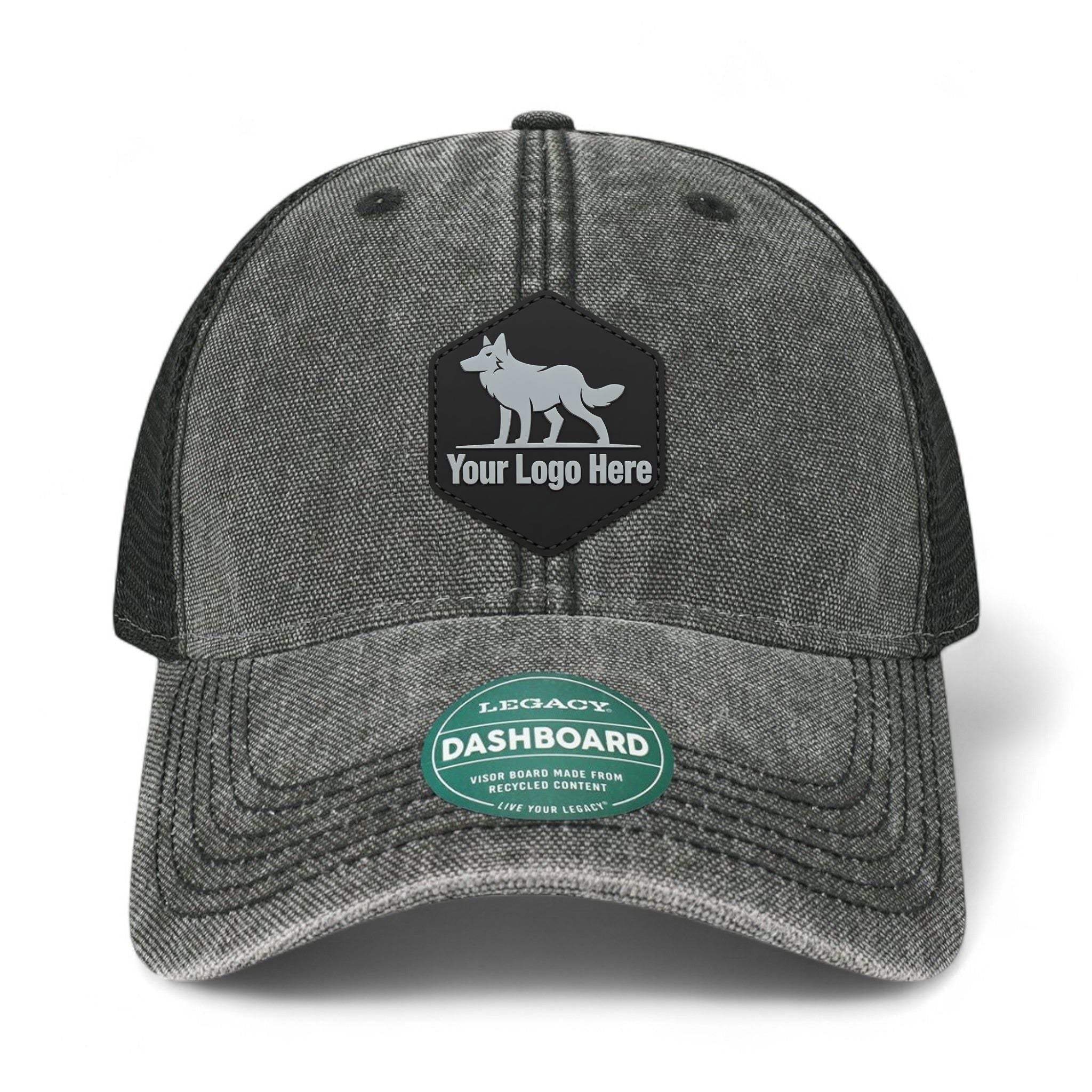 PVC patch preview of Legacy DTA custom hat in black