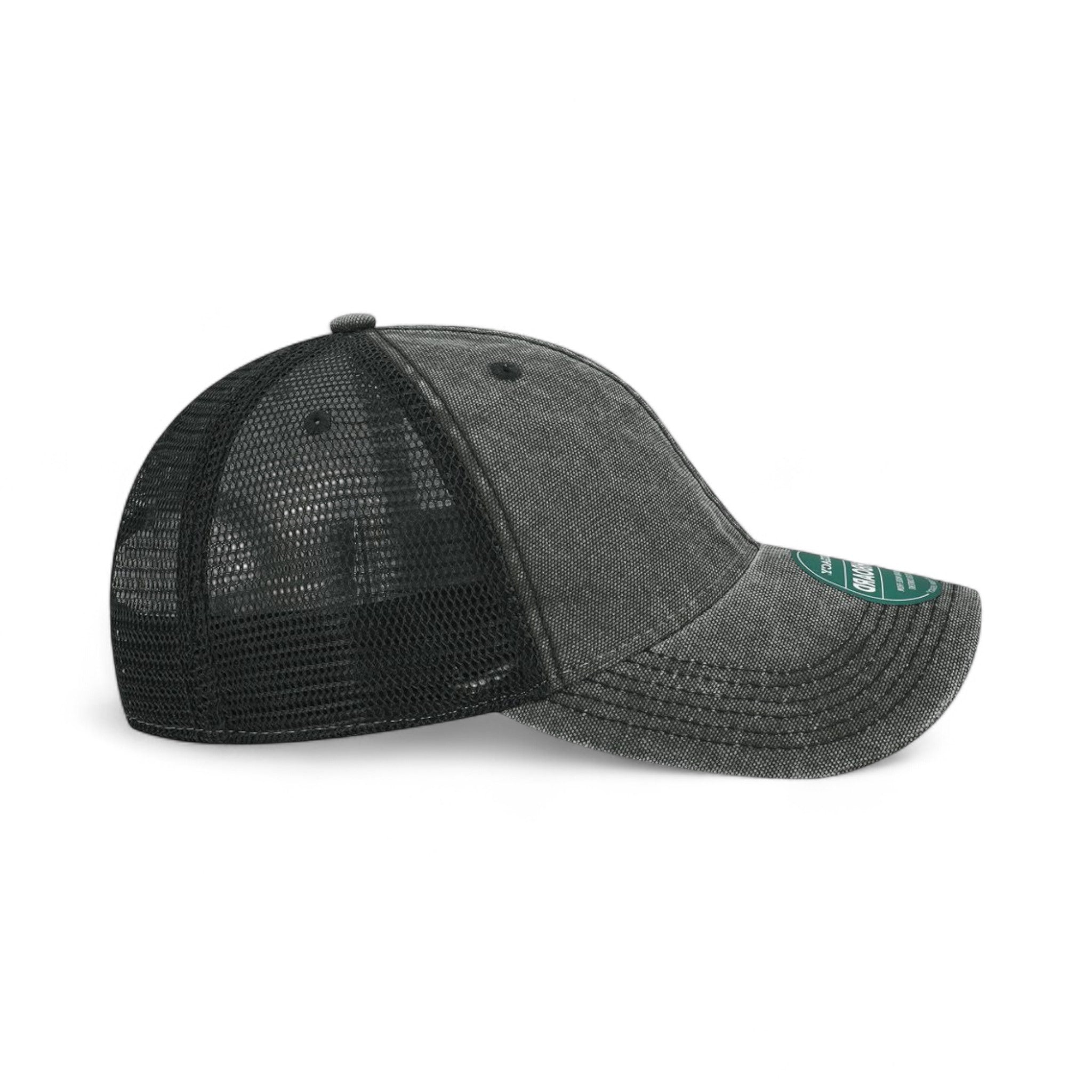 Right side view of Legacy DTA custom hat in black