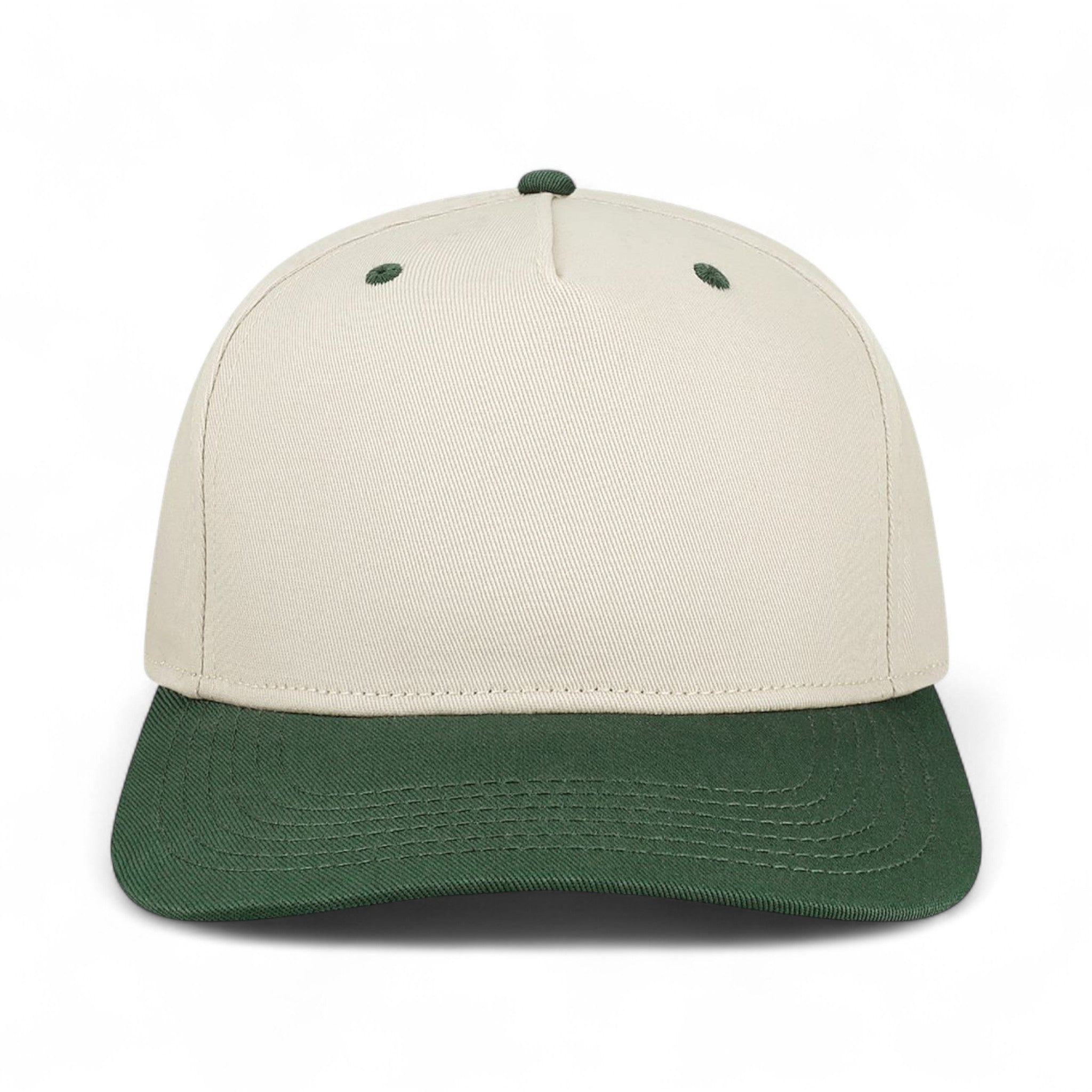 Front view of Legacy HTA custom hat in stone and dark green
