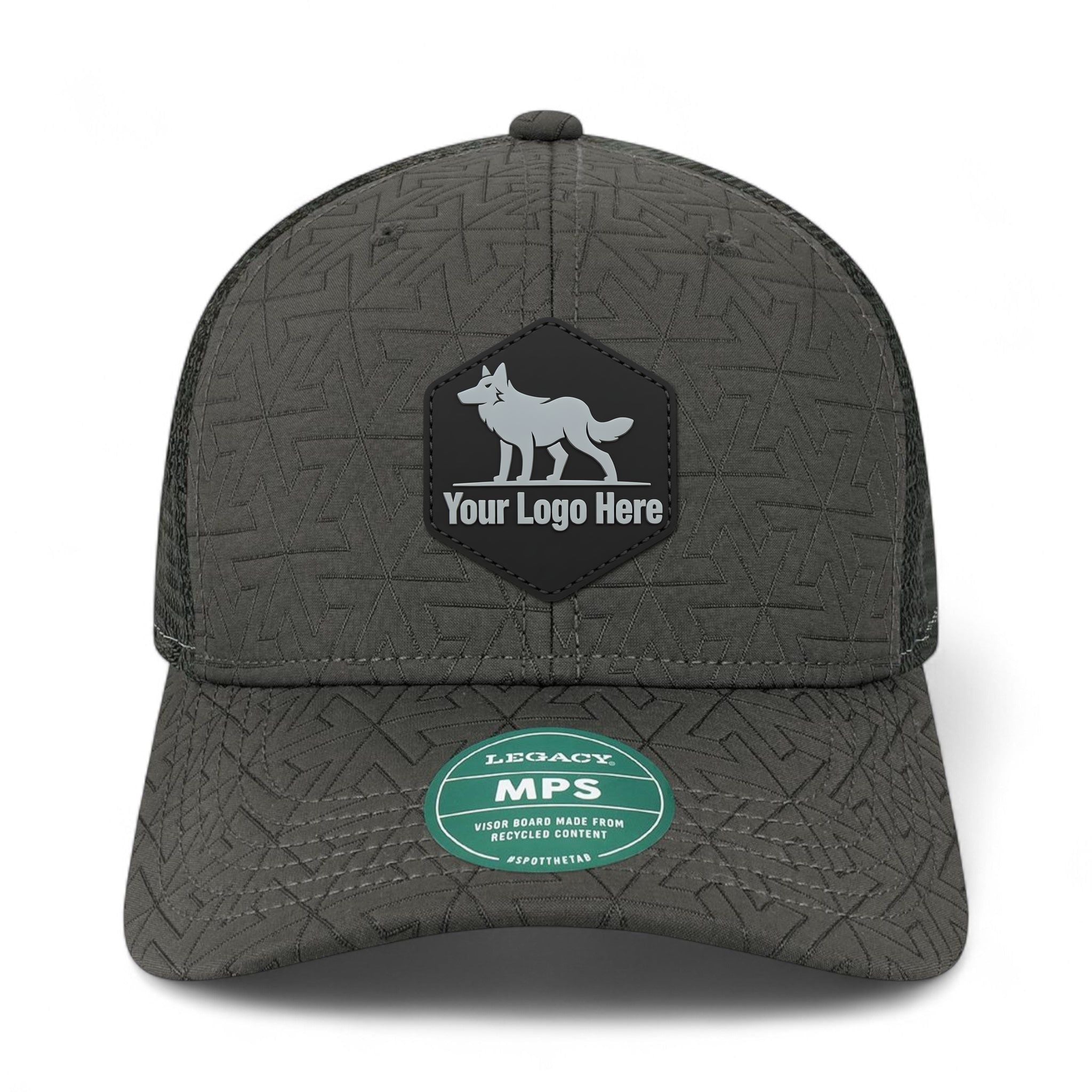 PVC patch preview of Legacy MPS custom hat in black z - quilted
