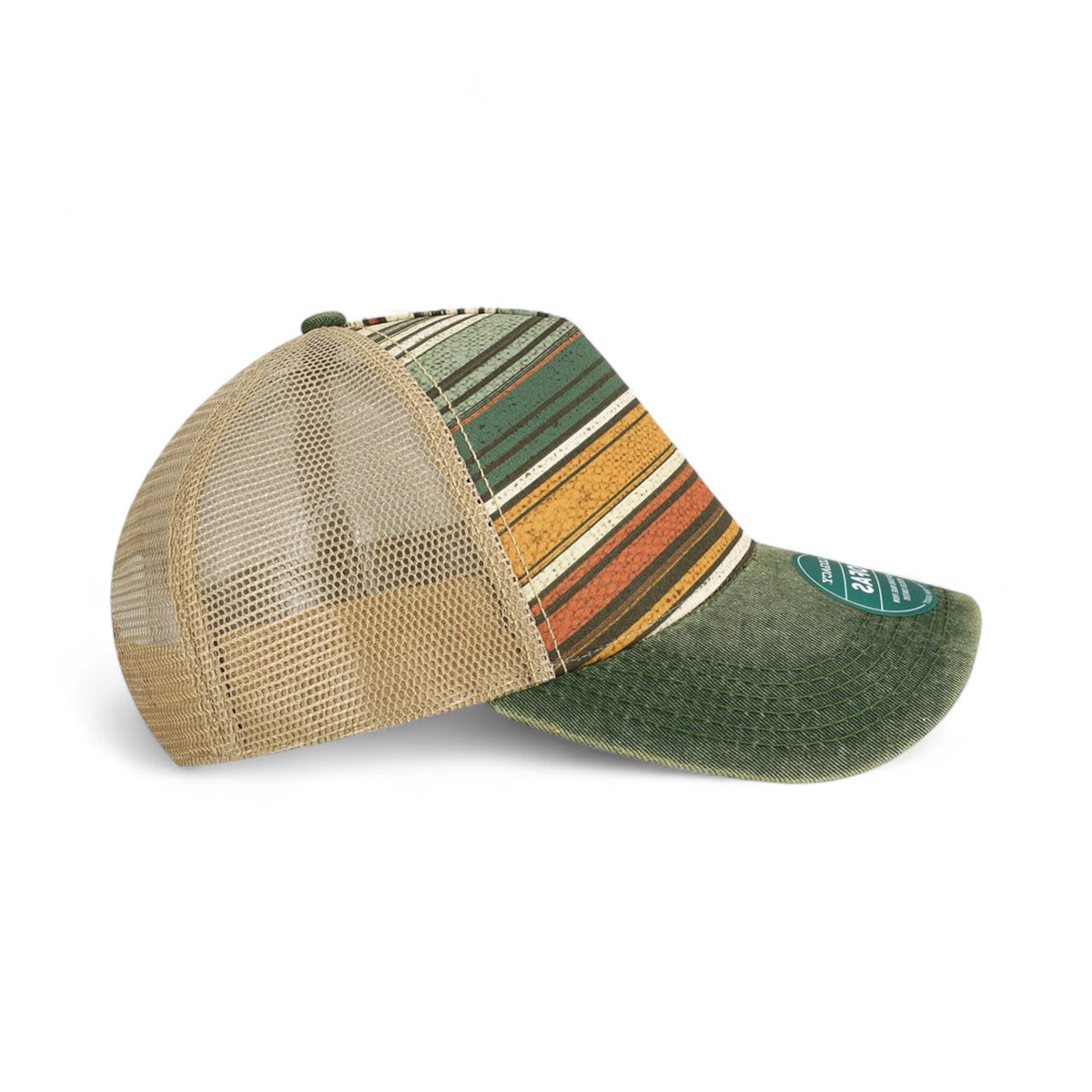 Right side view of Legacy OFAFP custom hat in green stripe