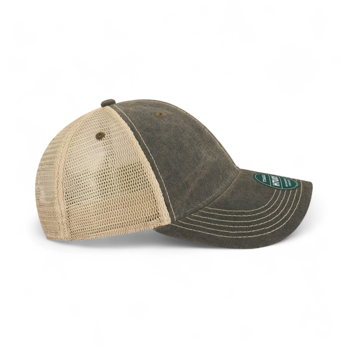 Right side view of Legacy OFAY custom hat in black and khaki