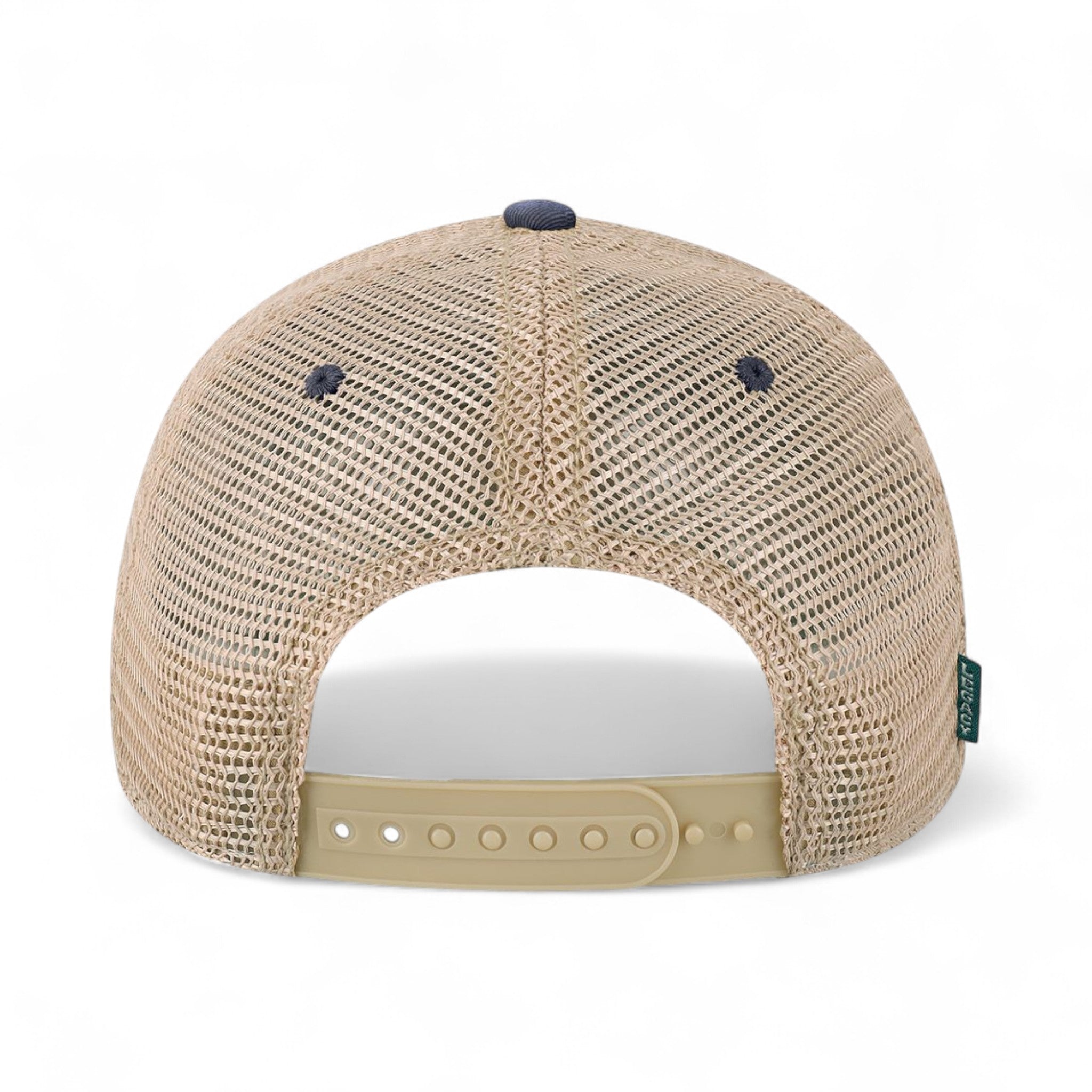 Back view of Legacy OFA custom hat in aqua blue and navy