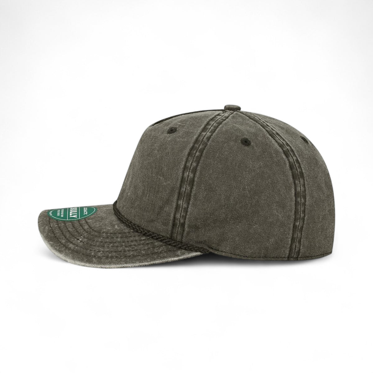 Left side view of Legacy SKULLY custom hat in black
