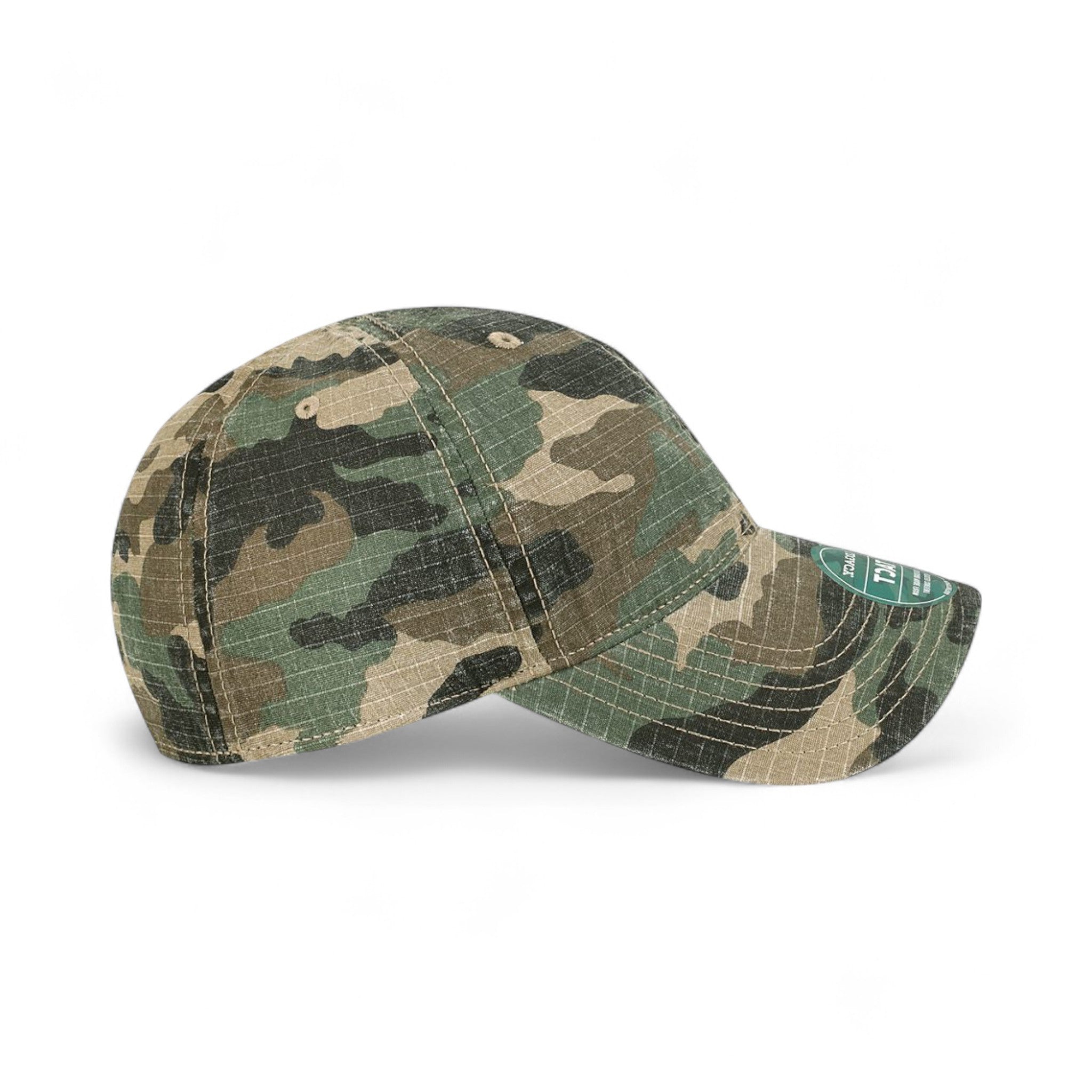Right side view of Legacy TACT custom hat in army camo