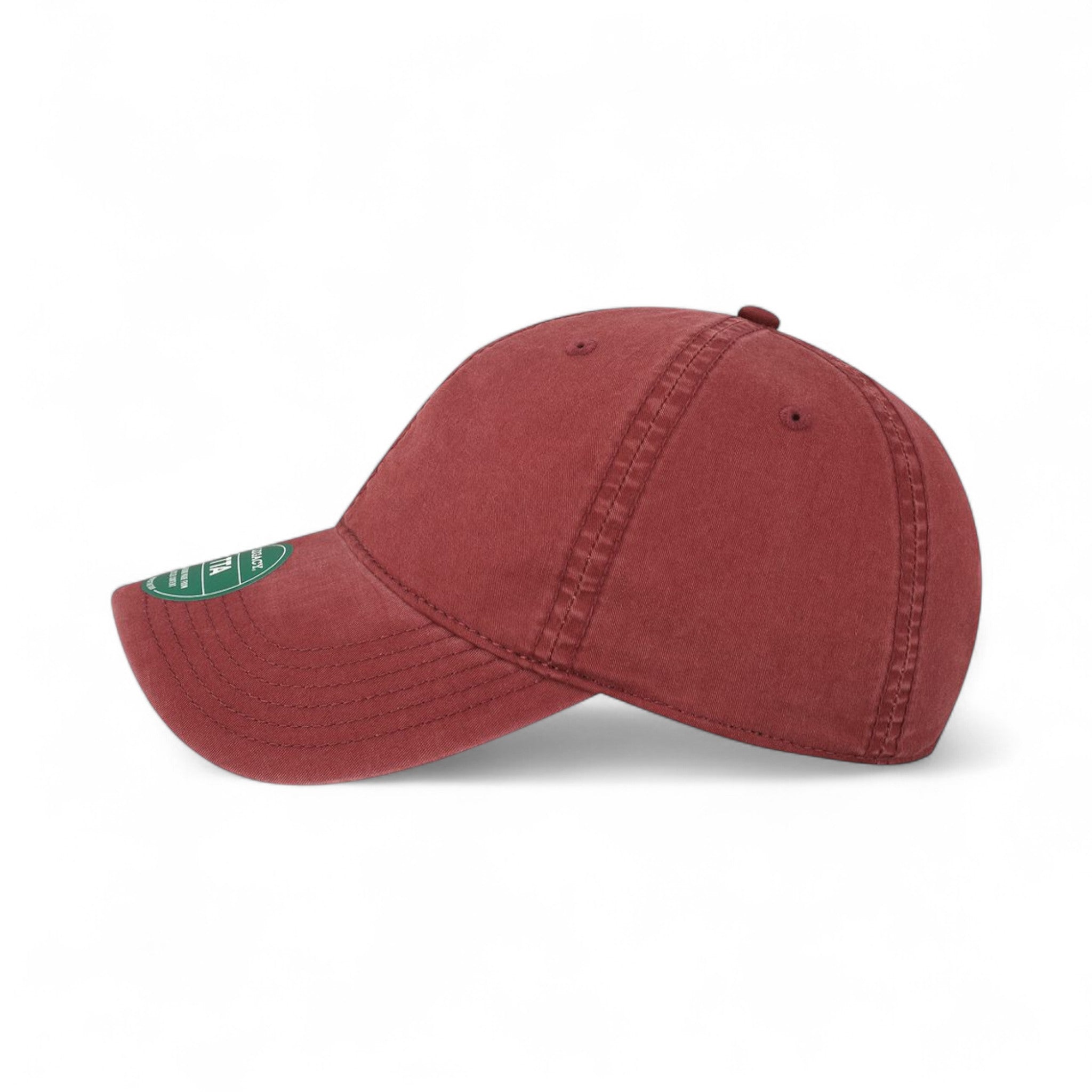 Left side view of Legacy TTA custom hat in burgundy