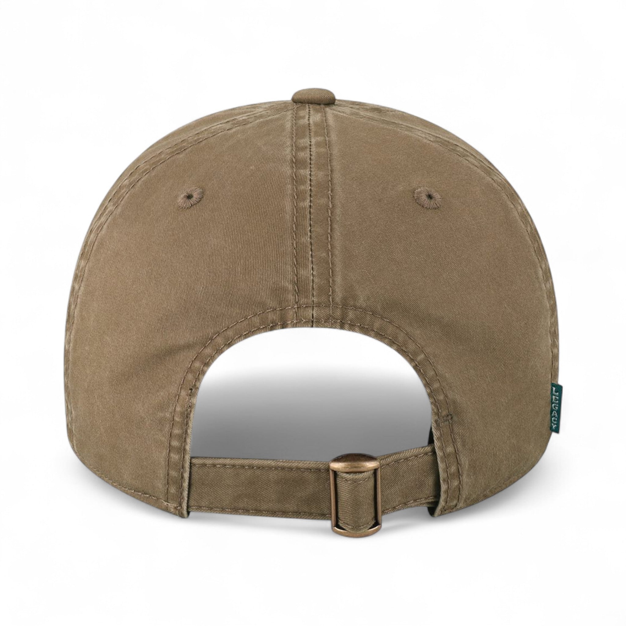 Back view of Legacy TTA custom hat in light brown