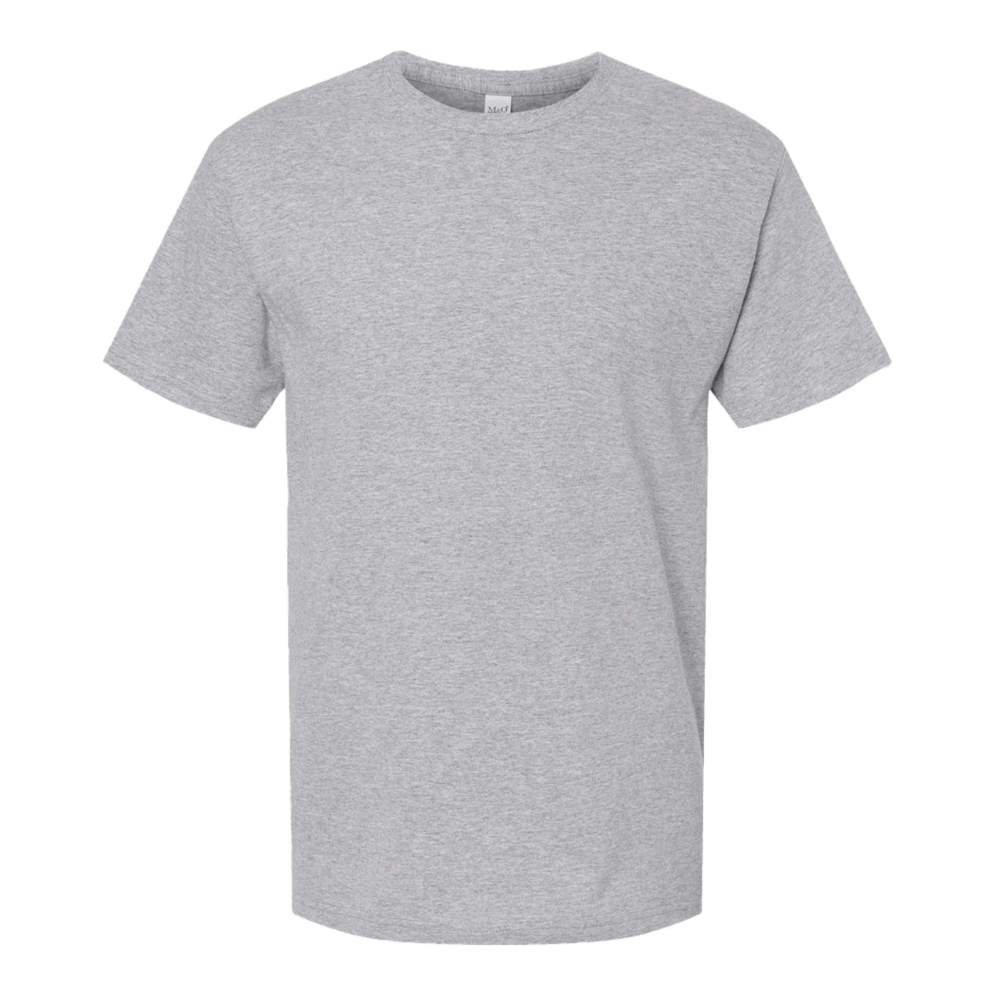 M&O 4800 custom short sleeve t-shirt in athletic grey, front view