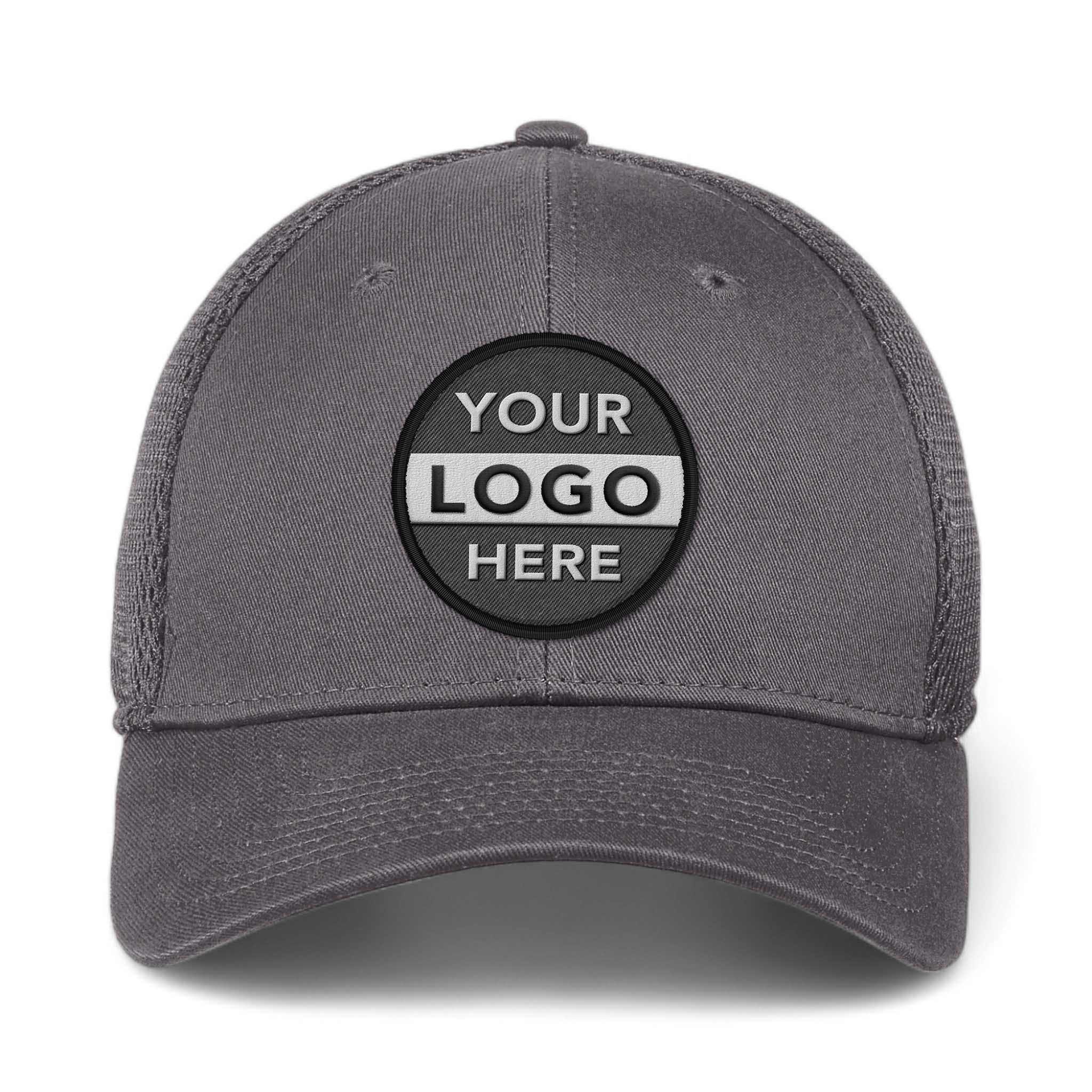 New Era NE1020 custom embroidered patch hat in charcoal and charcoal