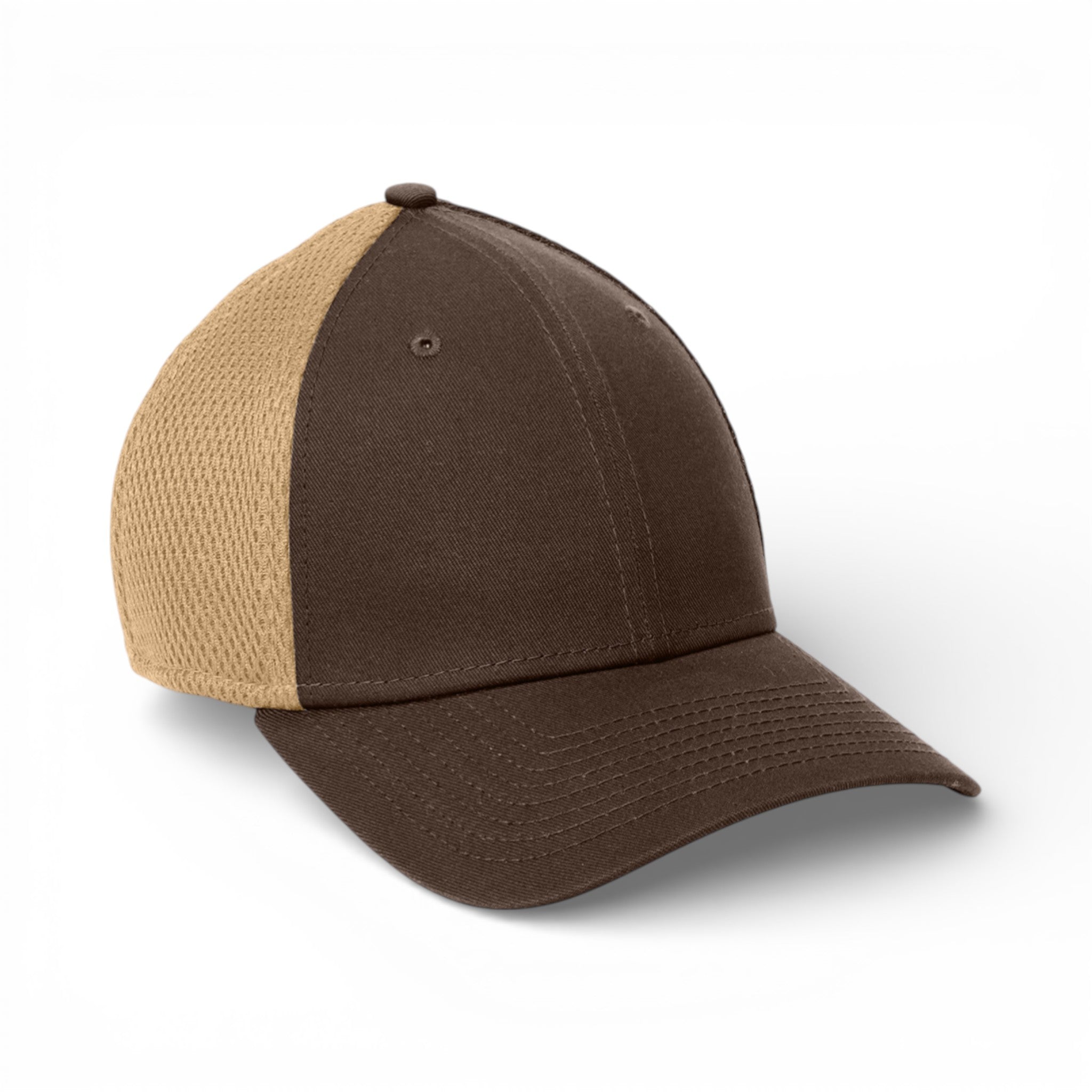 Right side view of New Era NE1020 custom hat in chocolate and khaki