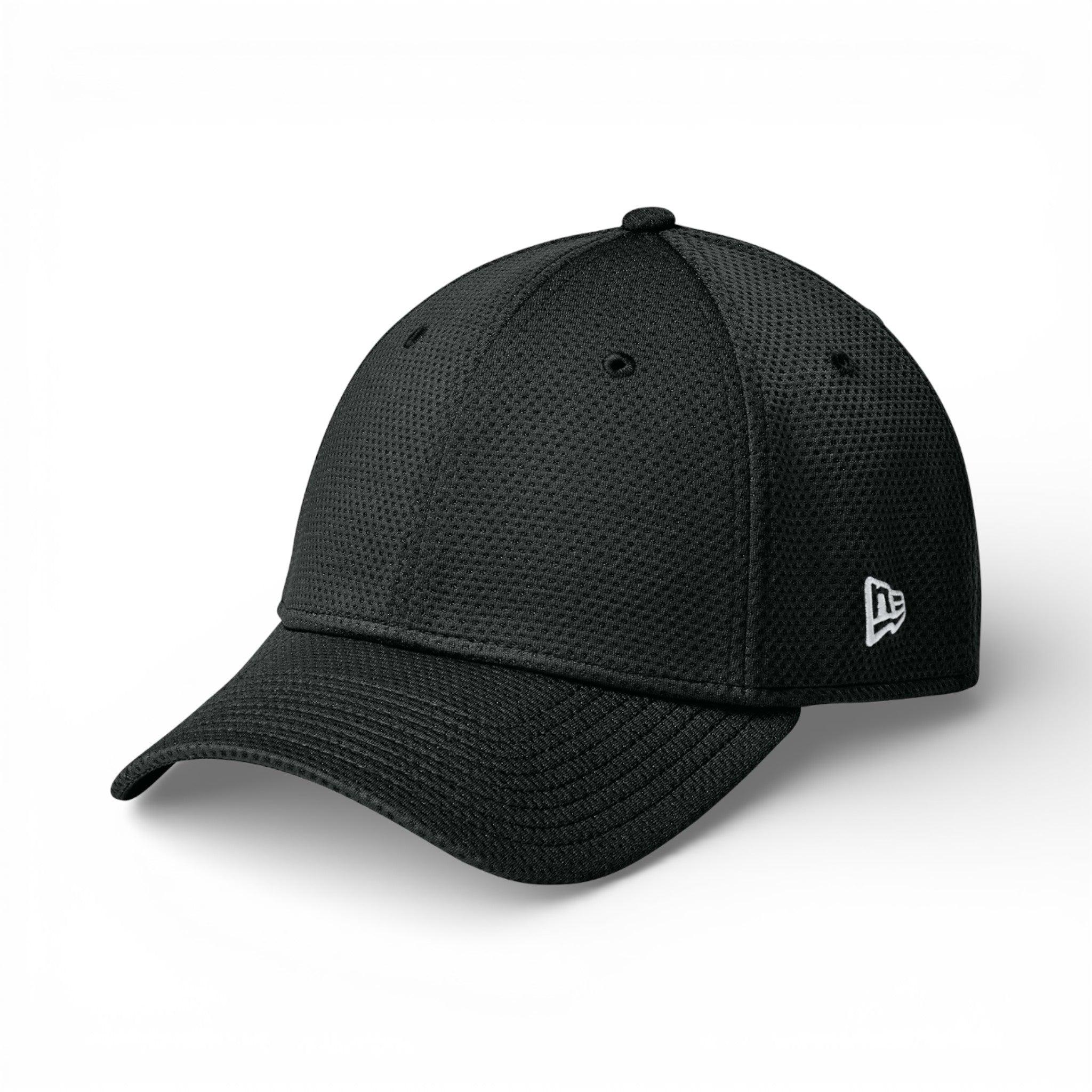 Left side view of New Era NE1090 custom hat in flag black