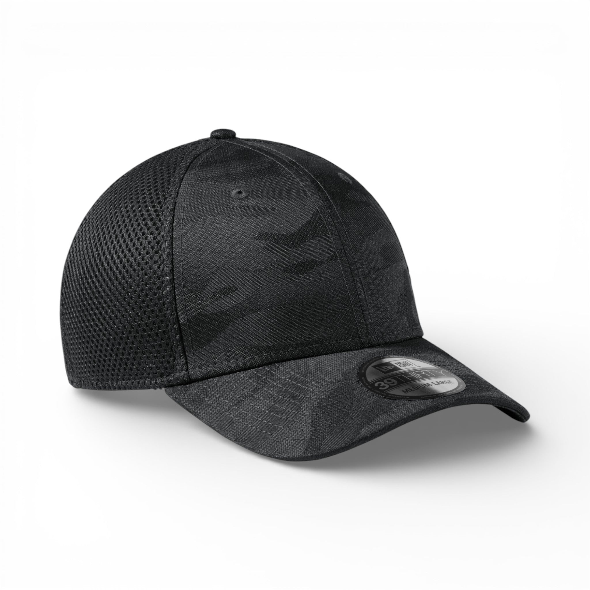 Right side view of New Era NE1091 custom hat in black camo