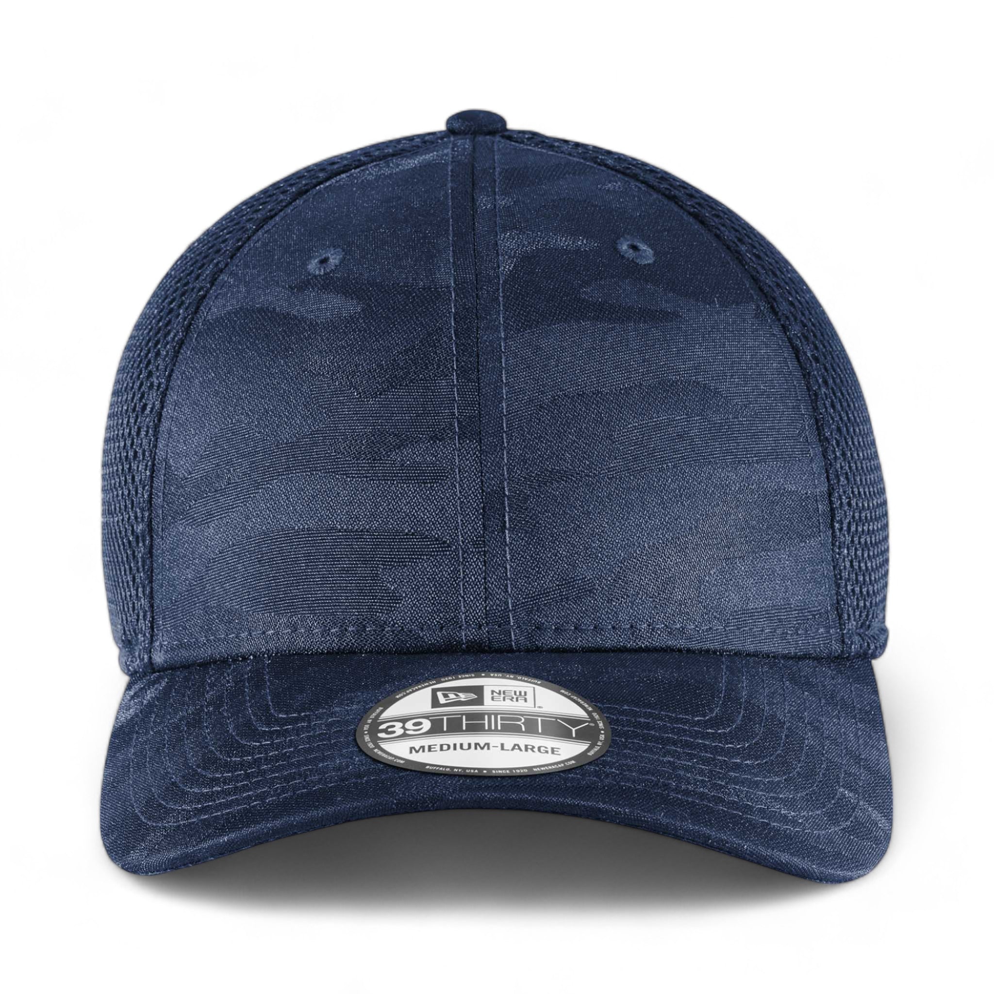 Front view of New Era NE1091 custom hat in navy camo