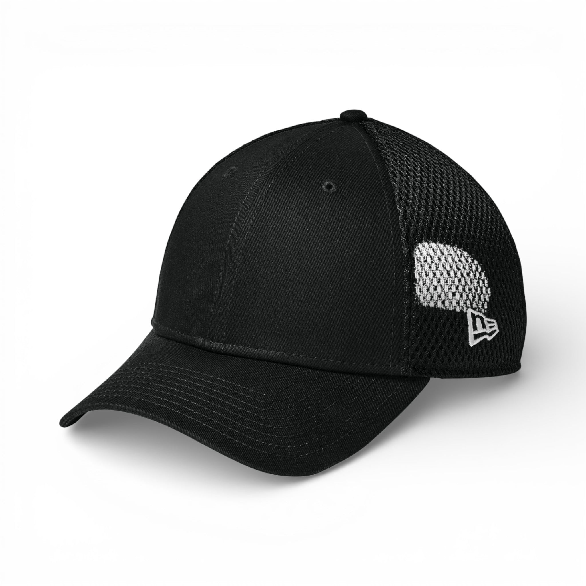 Left side view of New Era NE204 custom hat in flag black and black