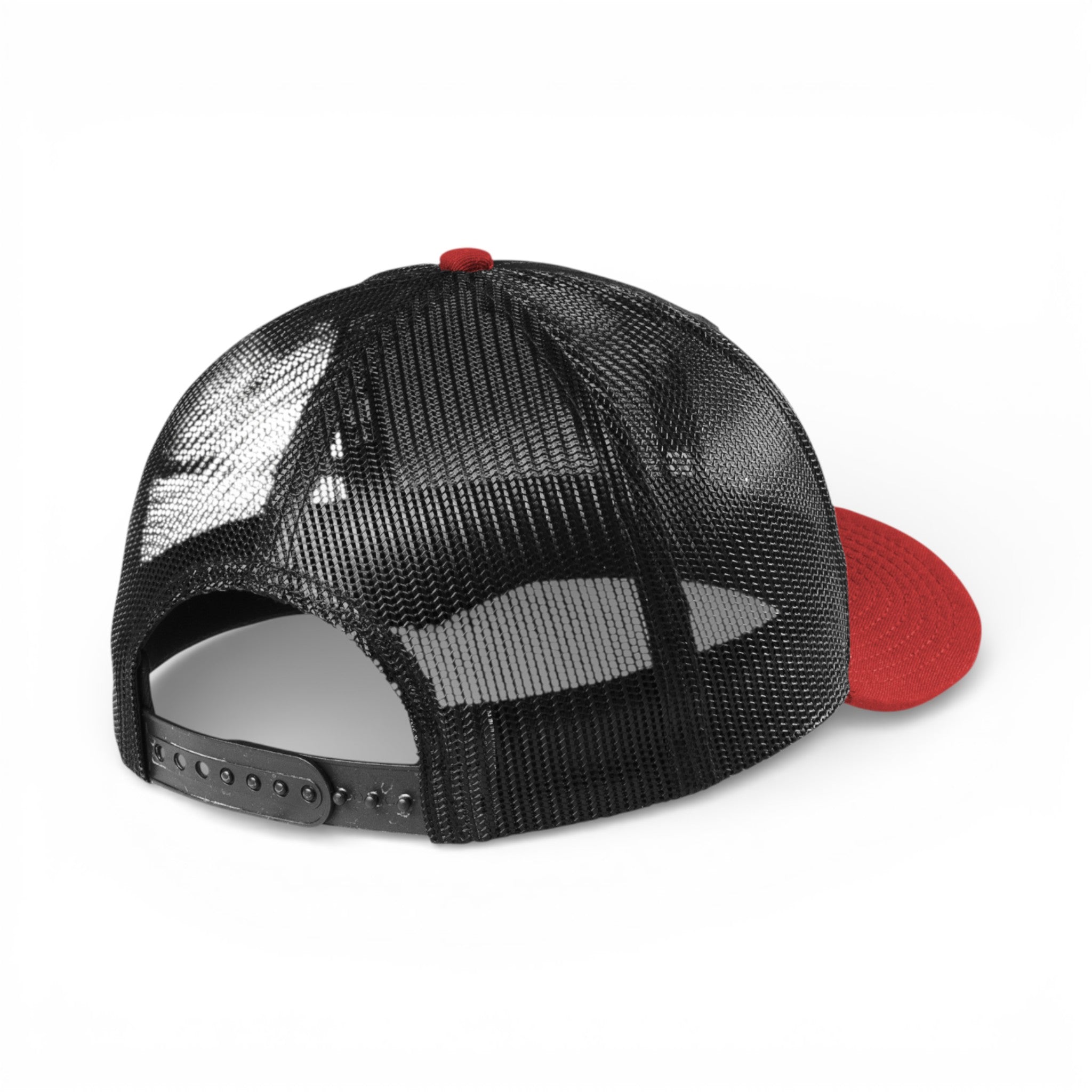 Back view of New Era NE207 custom hat in black and scarlet