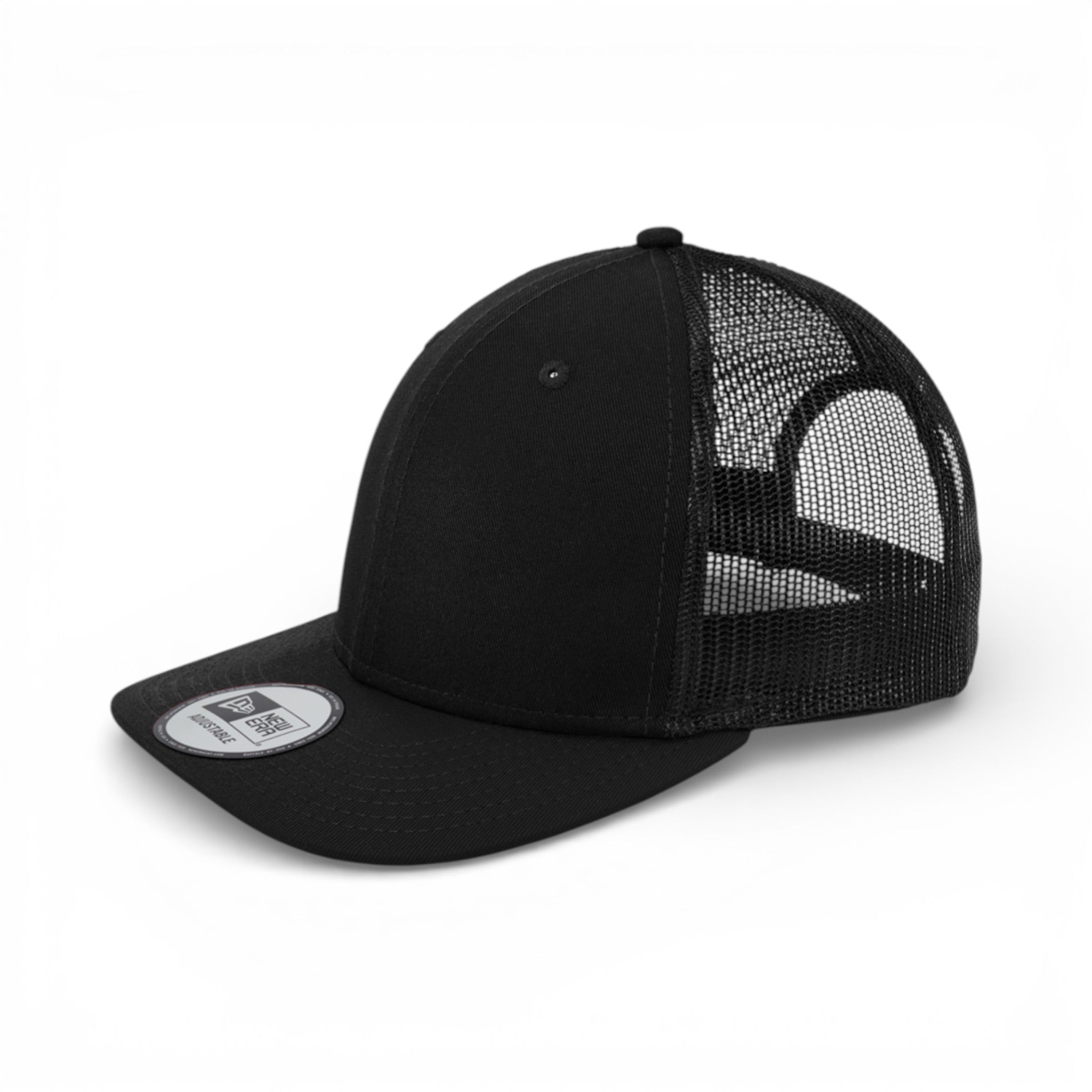 Left side view of New Era NE207 custom hat in black