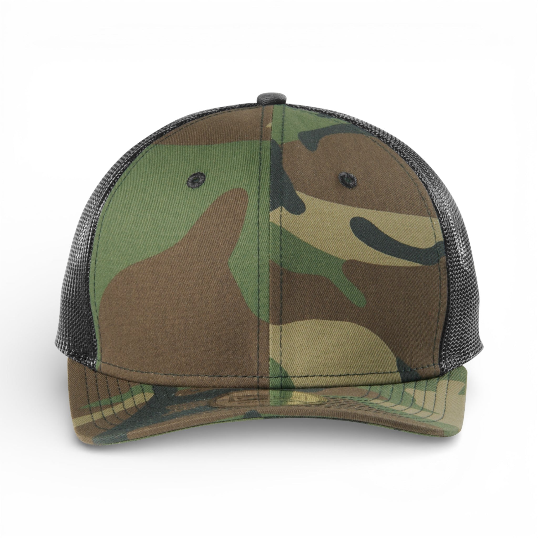 Front view of New Era NE207 custom hat in camo and black