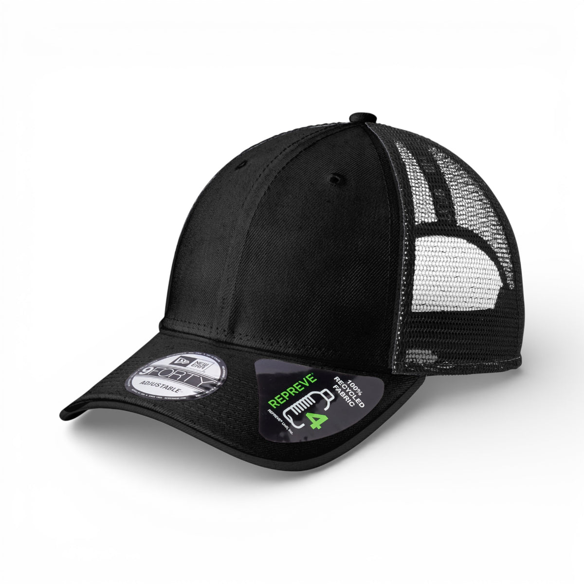 Left side view of New Era NE208 custom hat in black