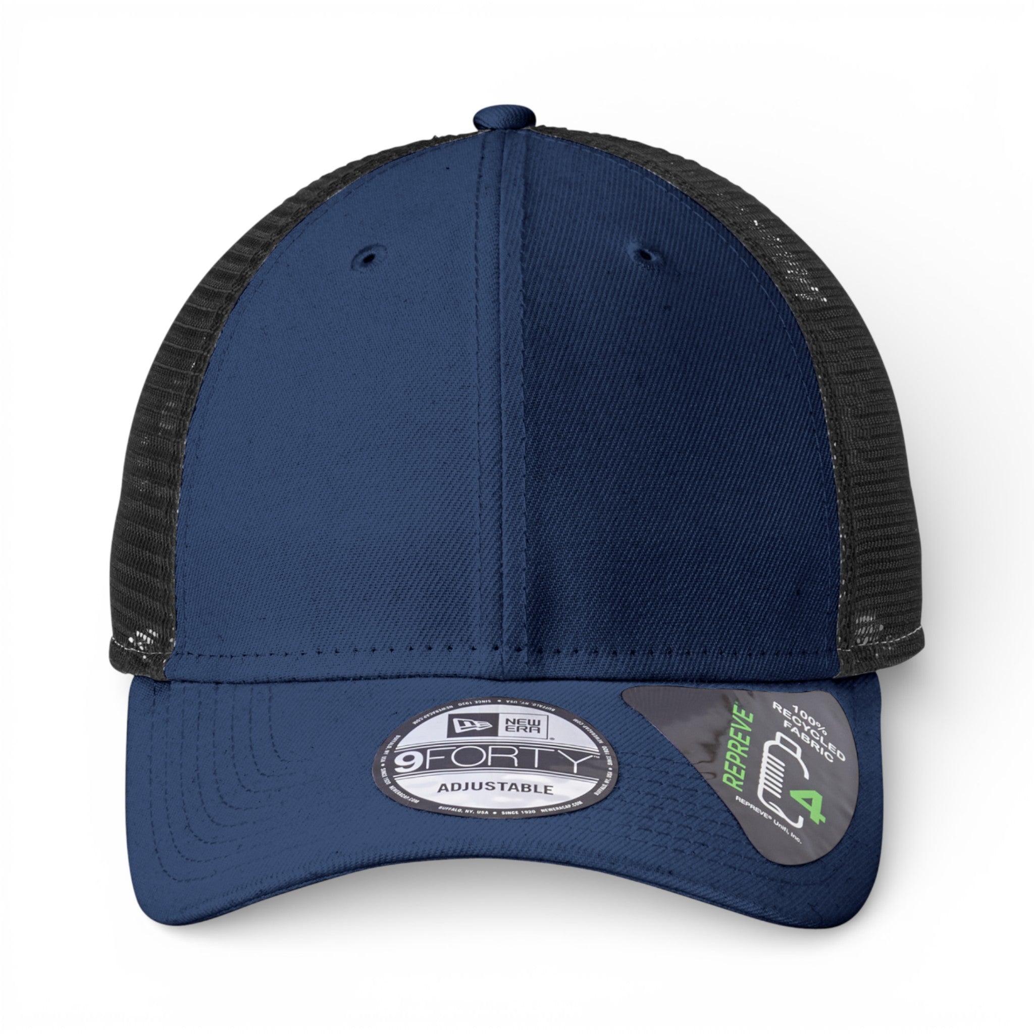 Front view of New Era NE208 custom hat in deep navy