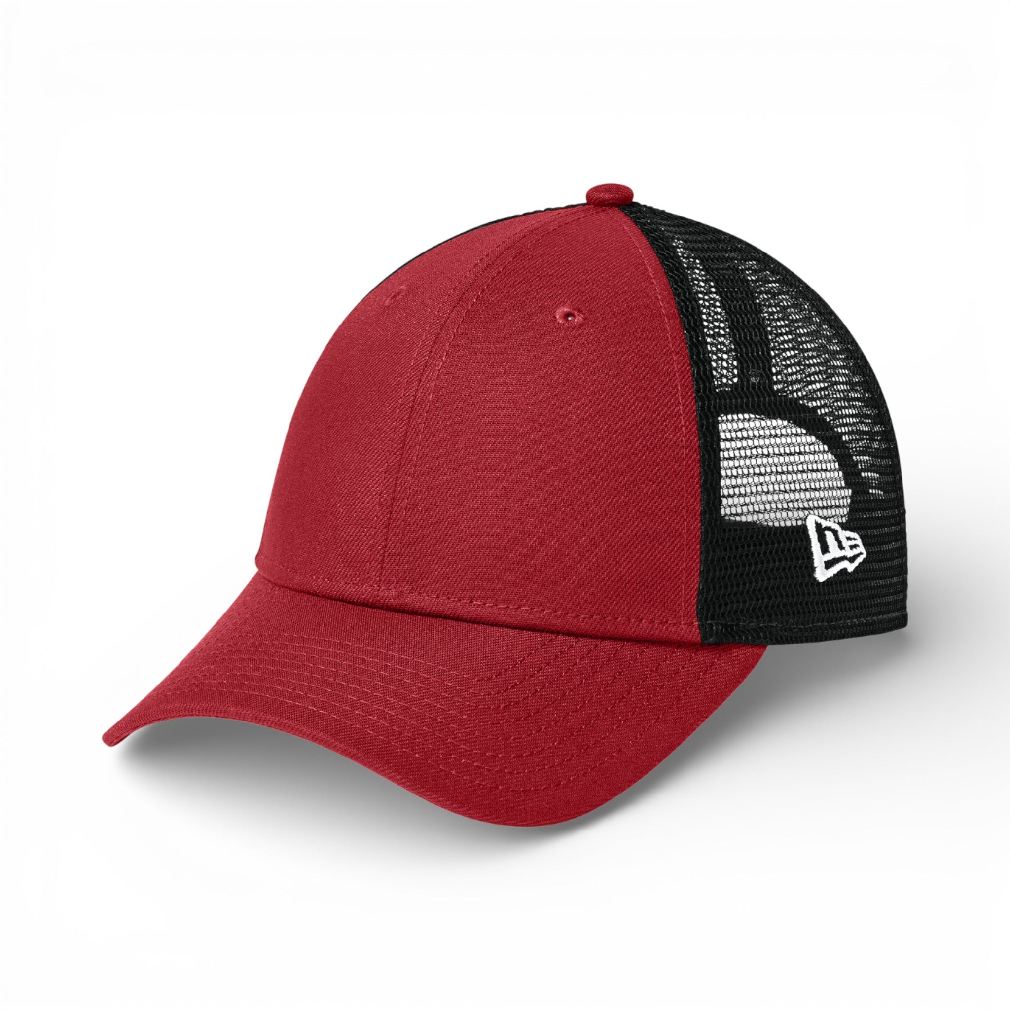 Left side view of New Era NE208 custom hat in flag scarlet