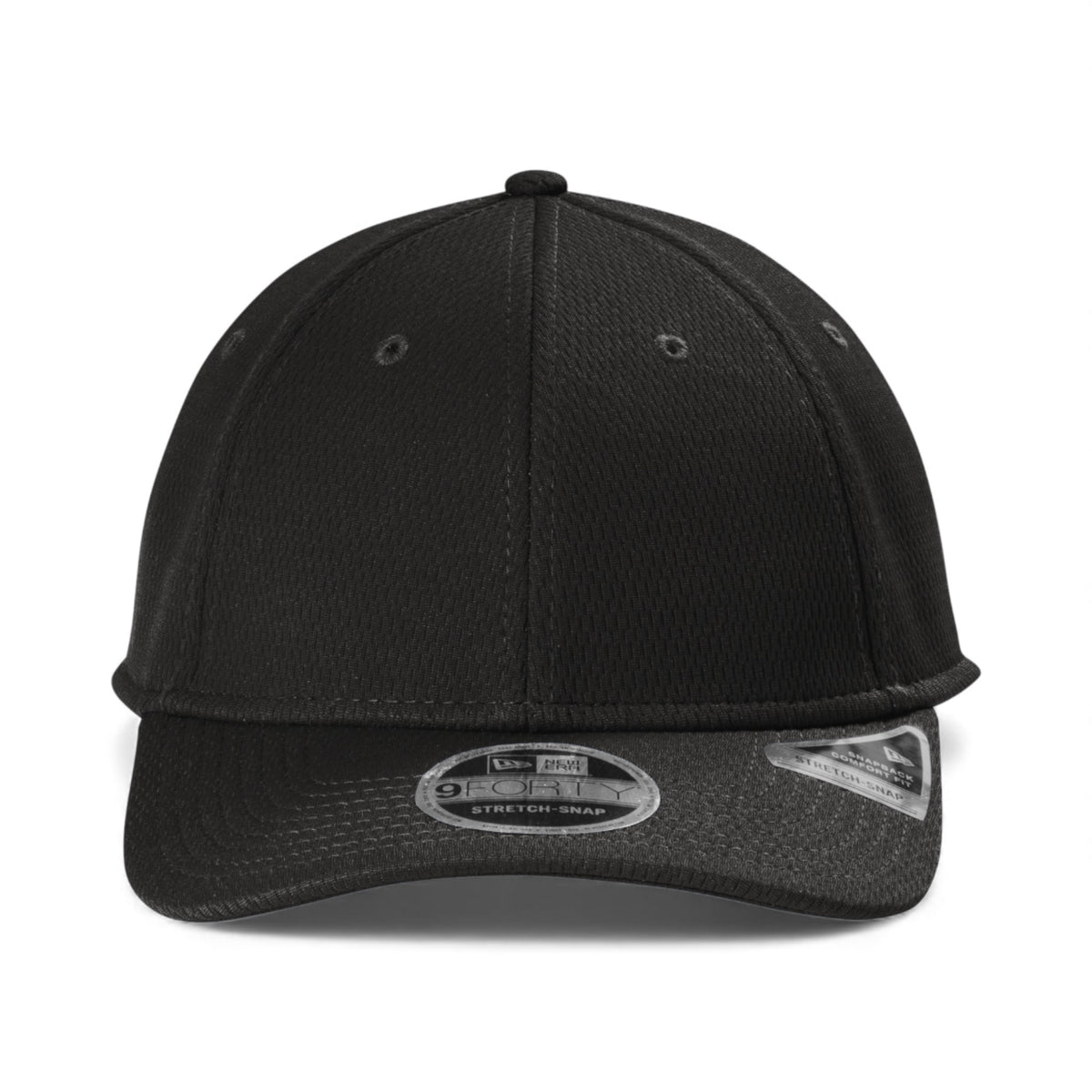 Front view of New Era NE209 custom hat in black