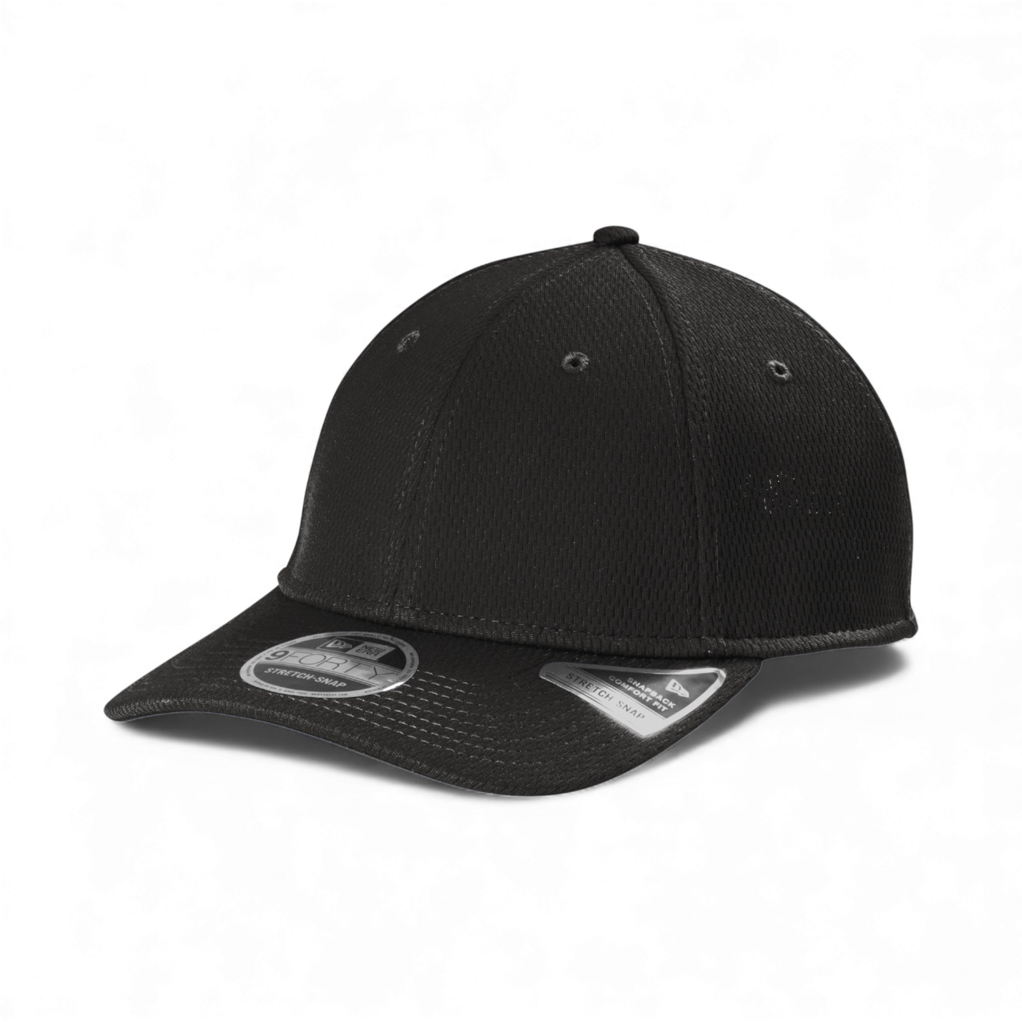 Left side view of New Era NE209 custom hat in black