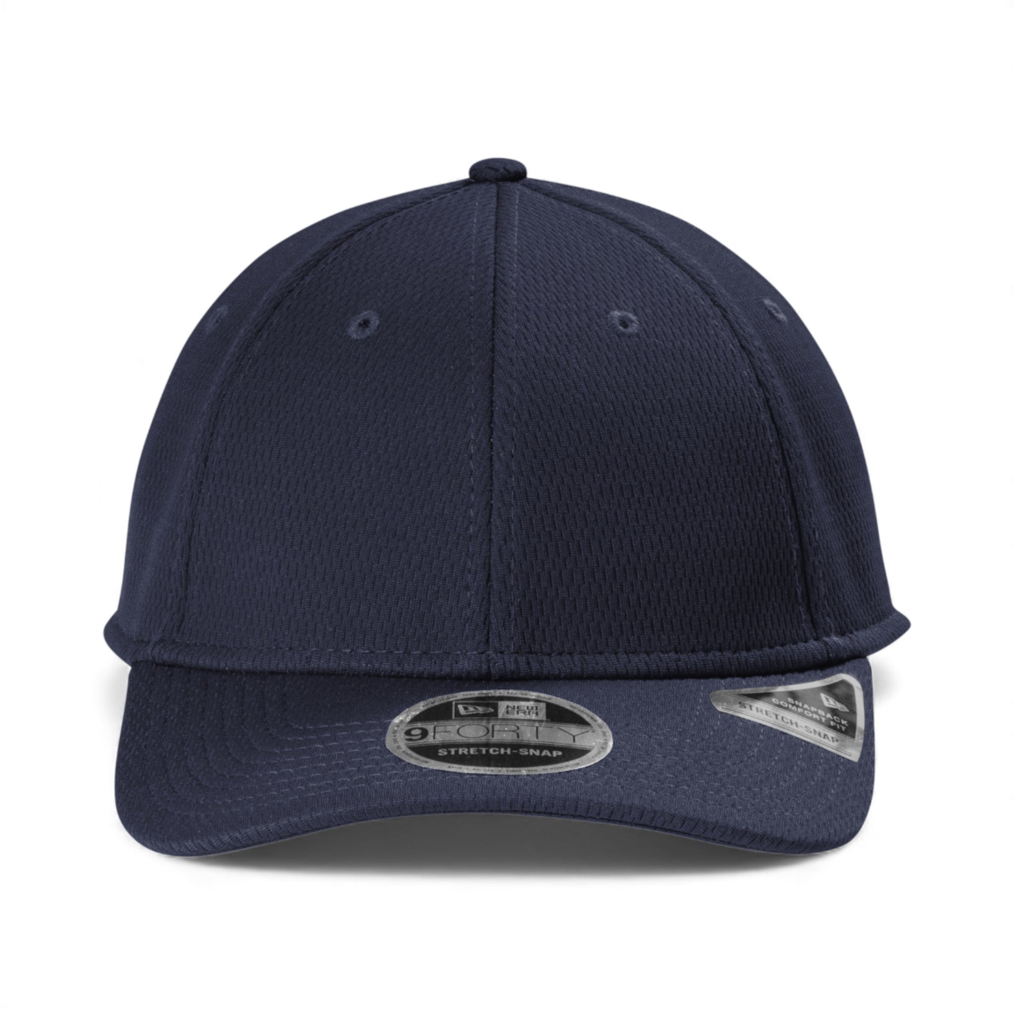 Front view of New Era NE209 custom hat in deep navy