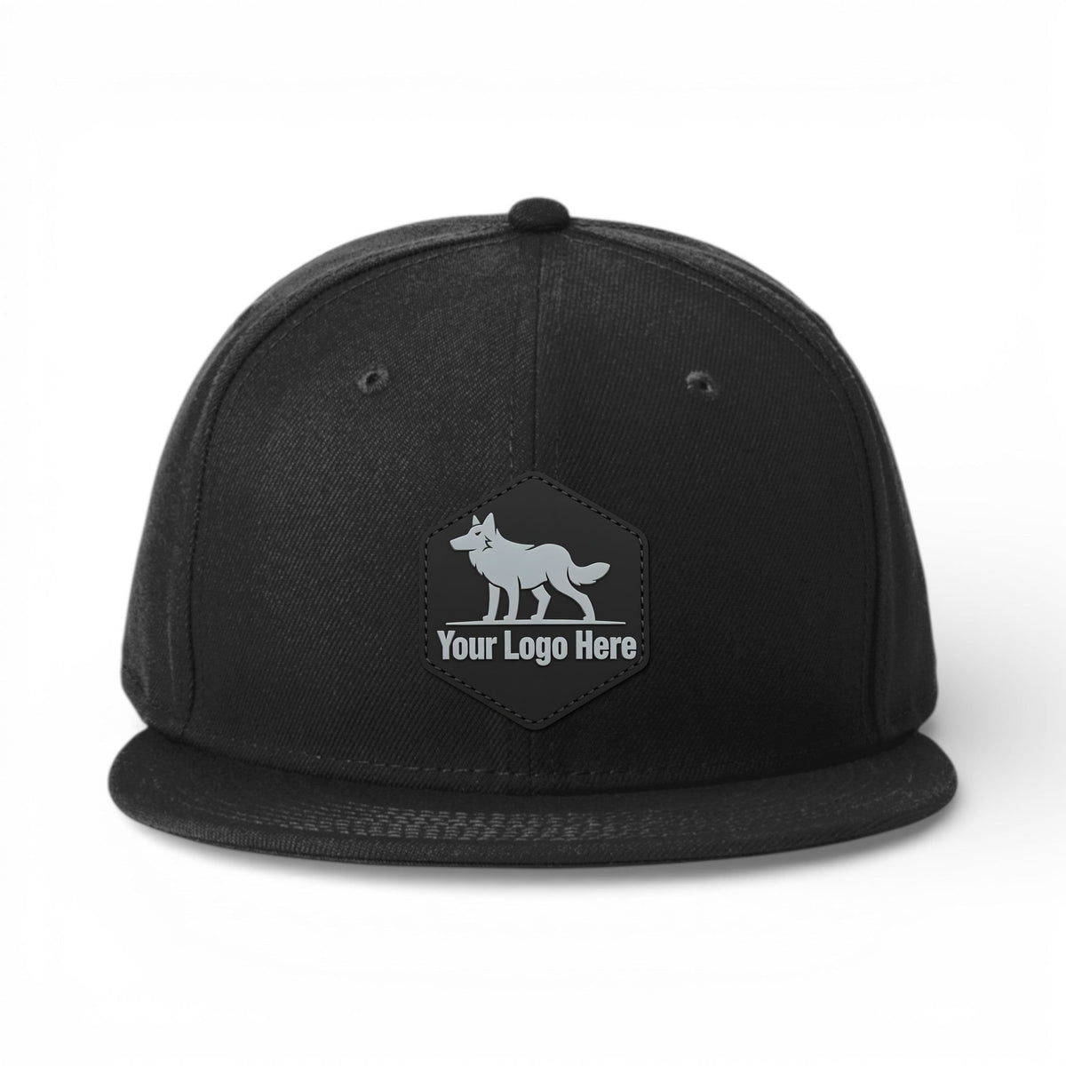 PVC patch preview of New Era NE4020 custom hat in black
