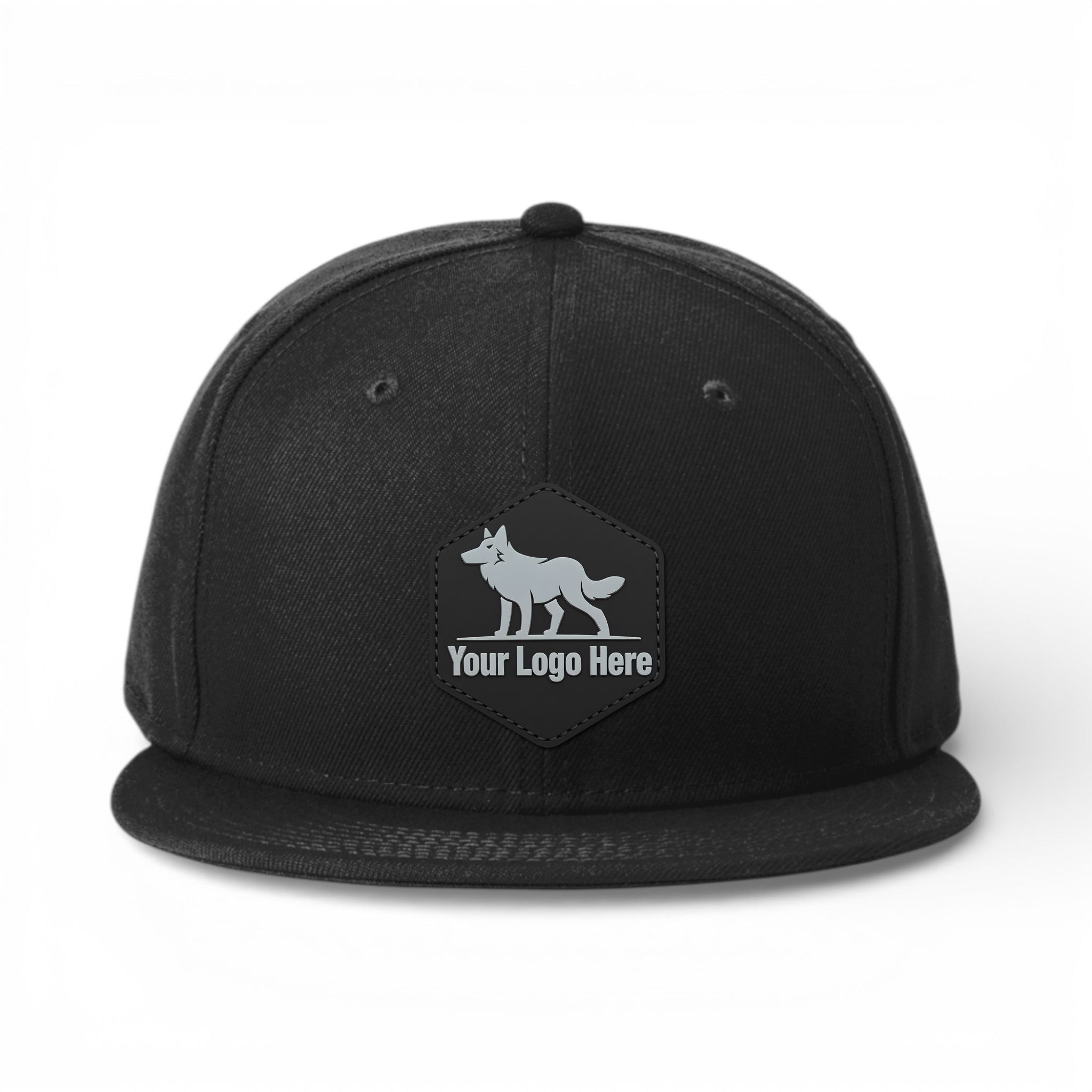 PVC patch preview of New Era NE4020 custom hat in black