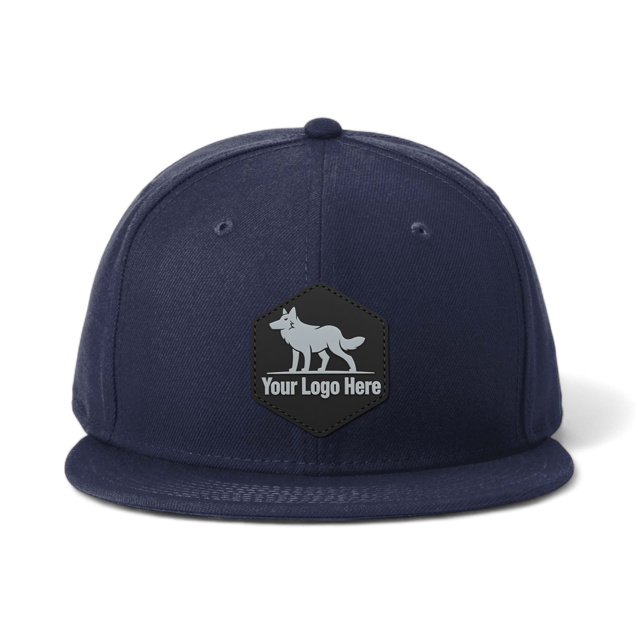 PVC patch preview of New Era NE4020 custom hat in deep navy