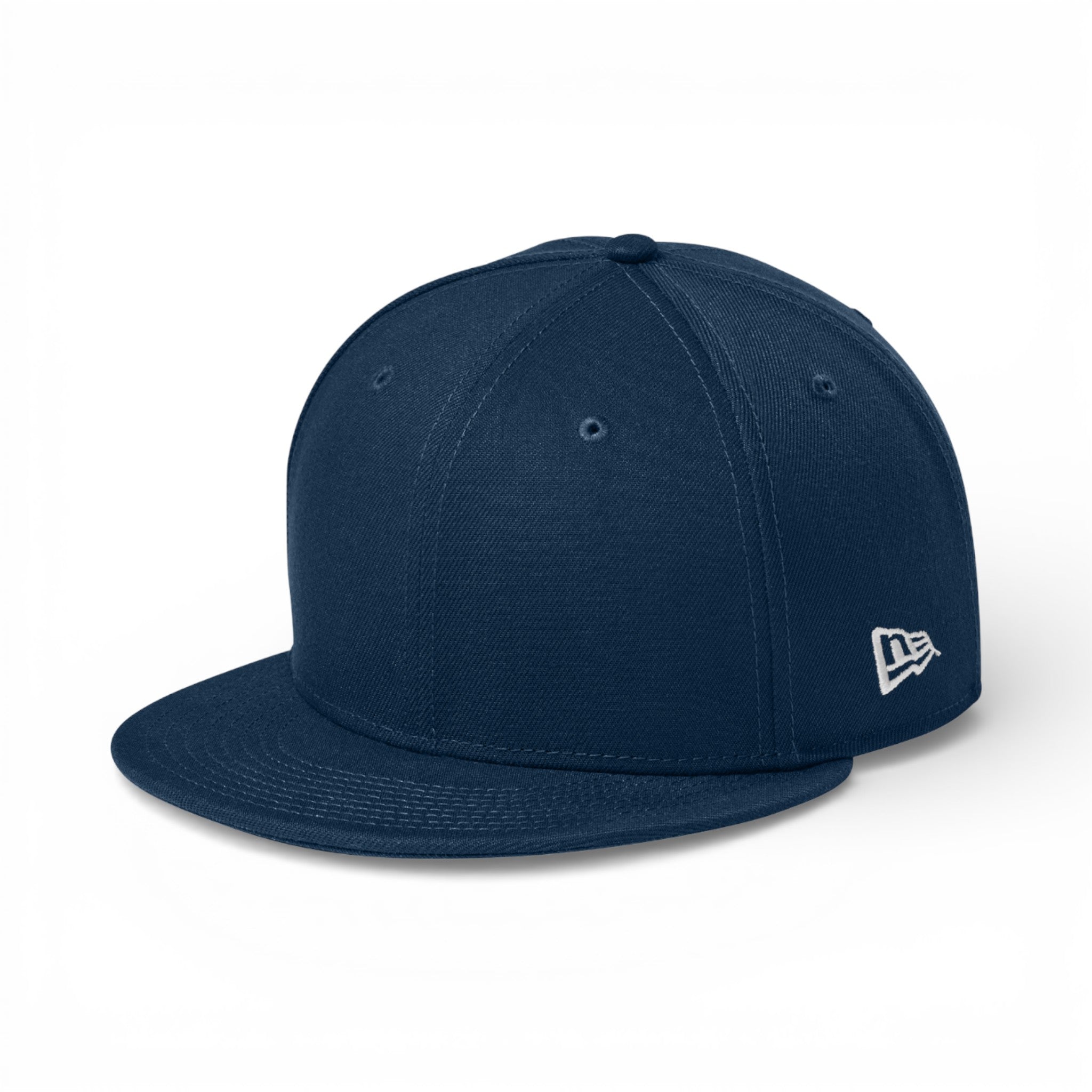 Left side view of New Era NE4020 custom hat in flag deep navy