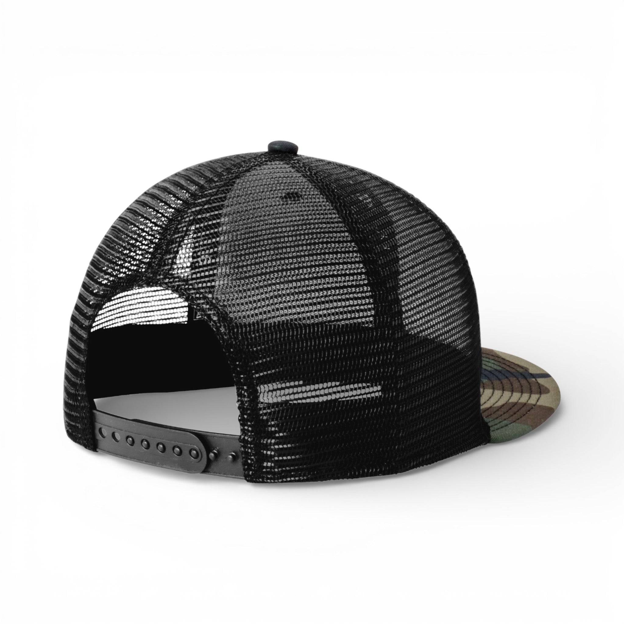 Back view of New Era NE4030 custom hat in camo and black