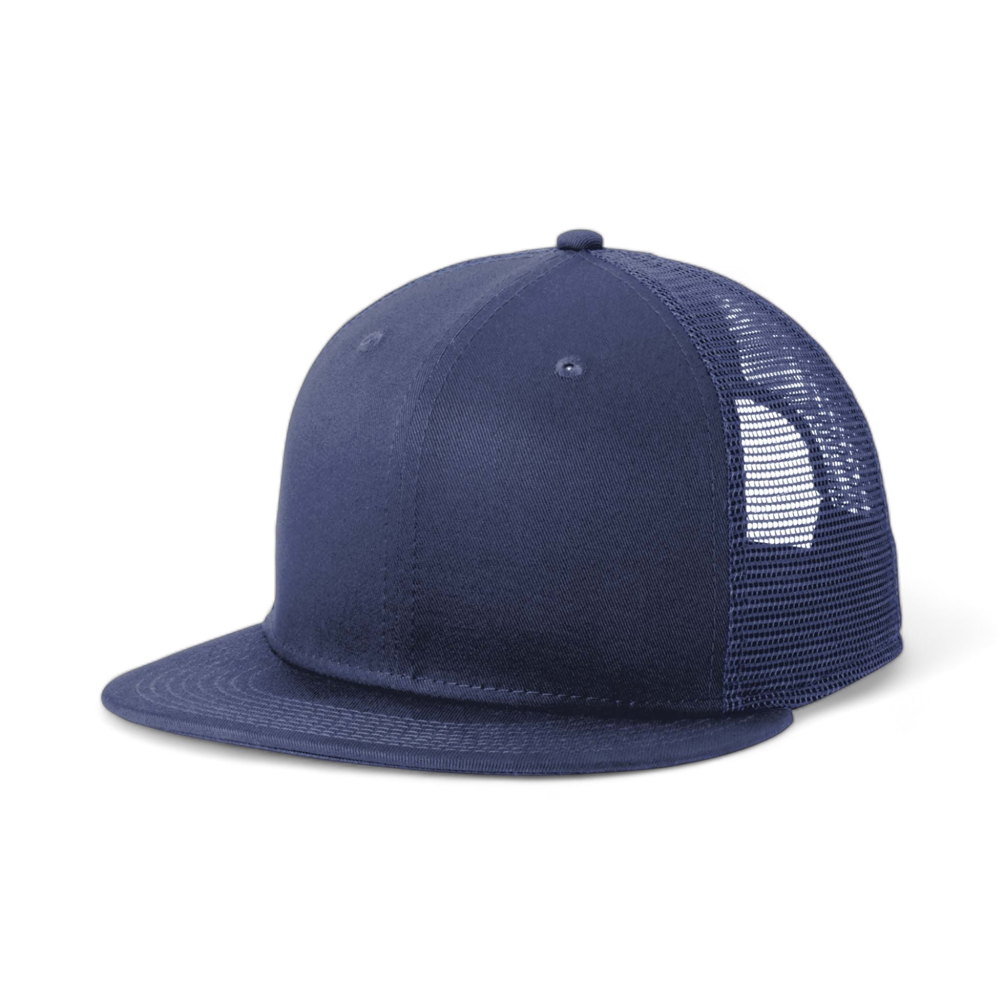 Side view of New Era NE4030 custom hat in deep navy and deep navy
