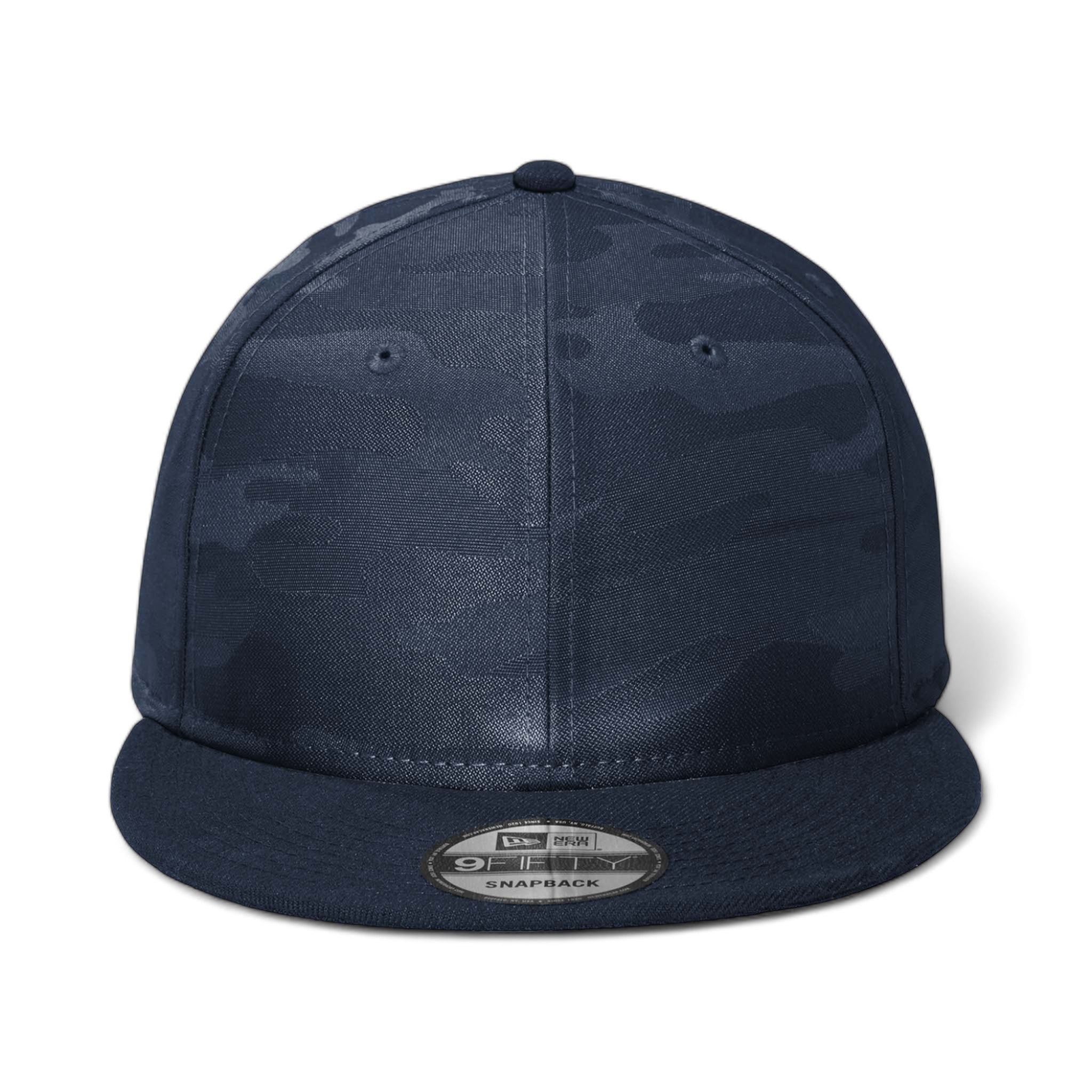 Front view of New Era NE407 custom hat in deep navy and deep navy camo