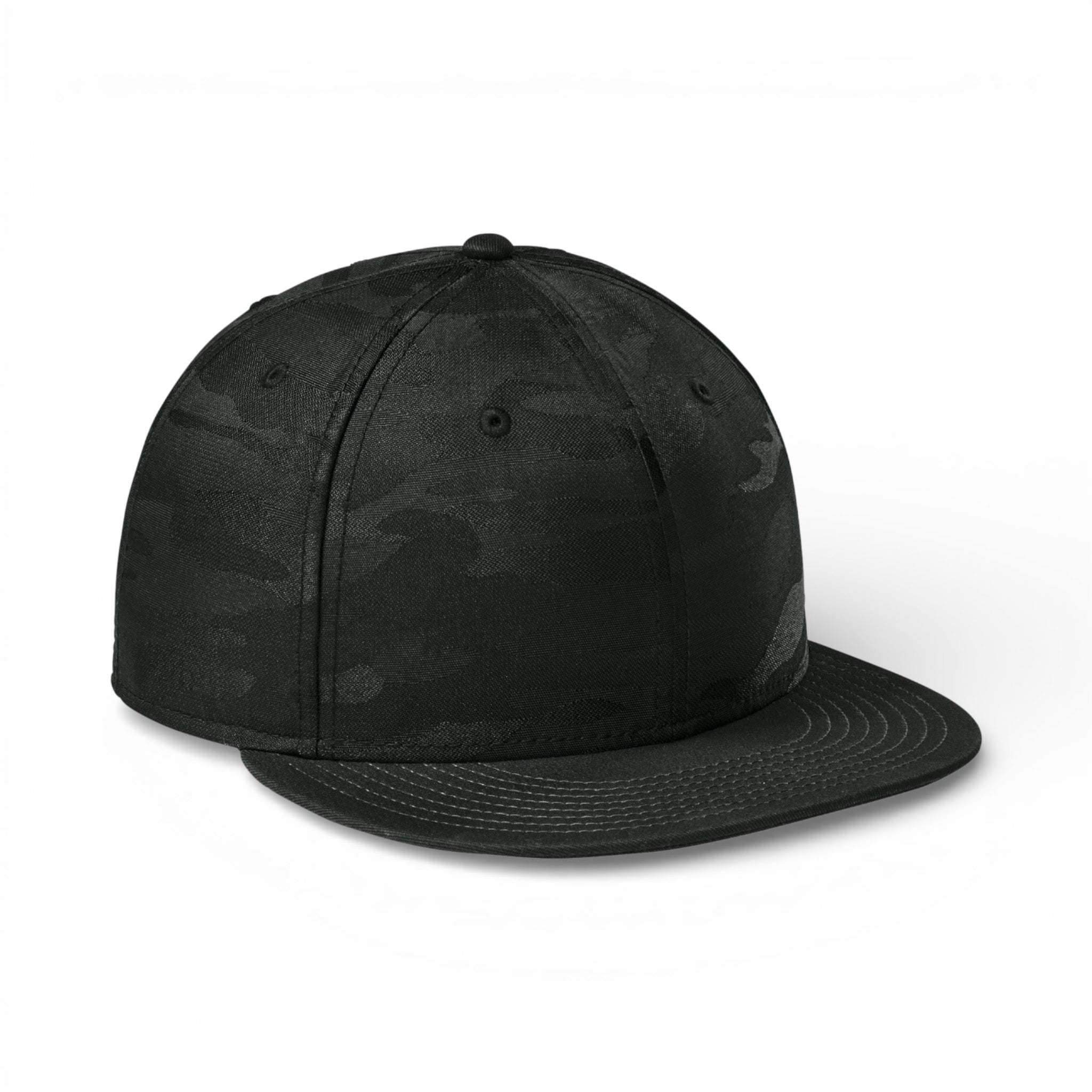 Right side view of New Era NE407 custom hat in flag black and black camo