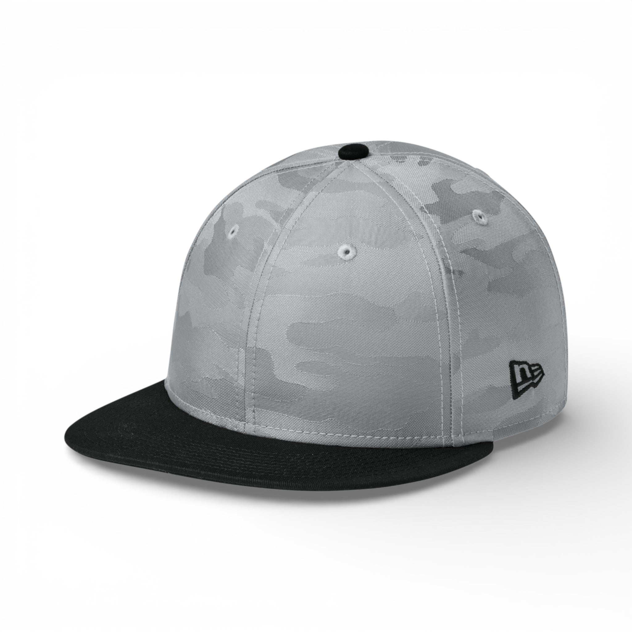 Left side view of New Era NE407 custom hat in flag black and rainstorm grey camo