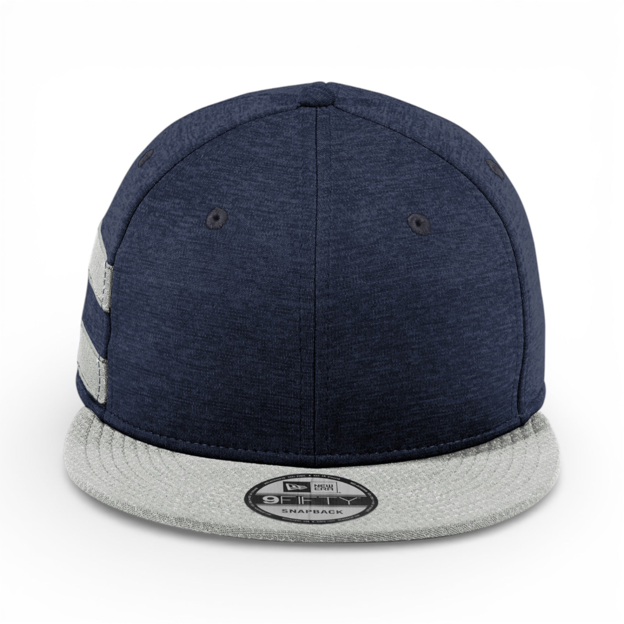 Front view of New Era NE408 custom hat in navy shadow heather and grey