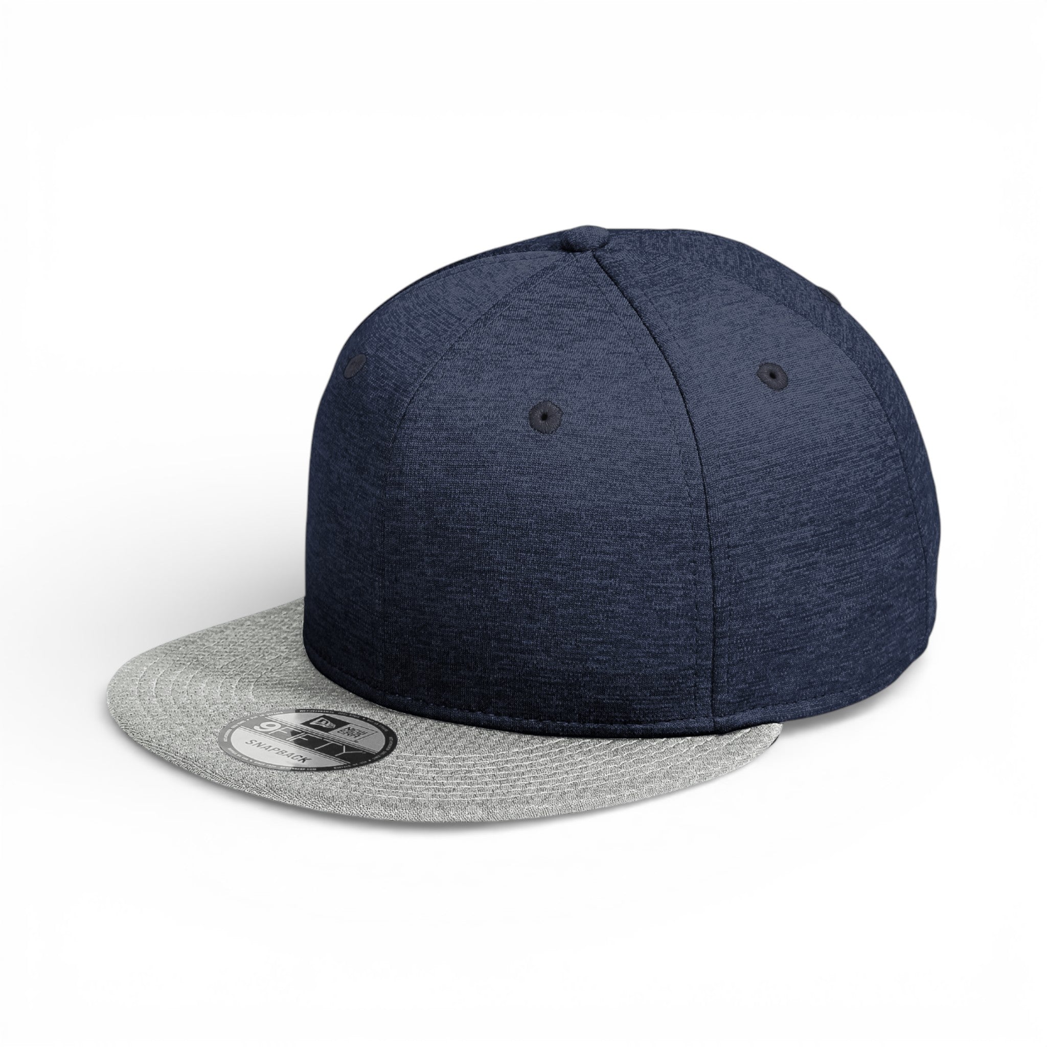 Left side view of New Era NE408 custom hat in navy shadow heather and grey