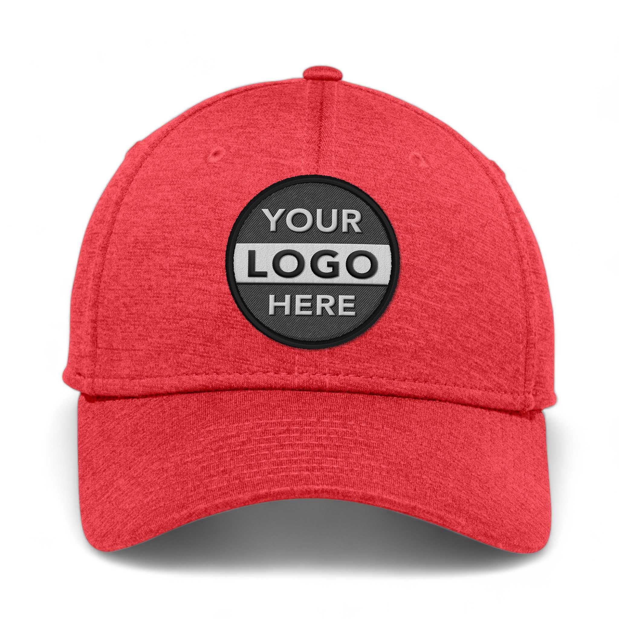 New Era NE703 custom embroidered patch hat in scarlet shadow heather