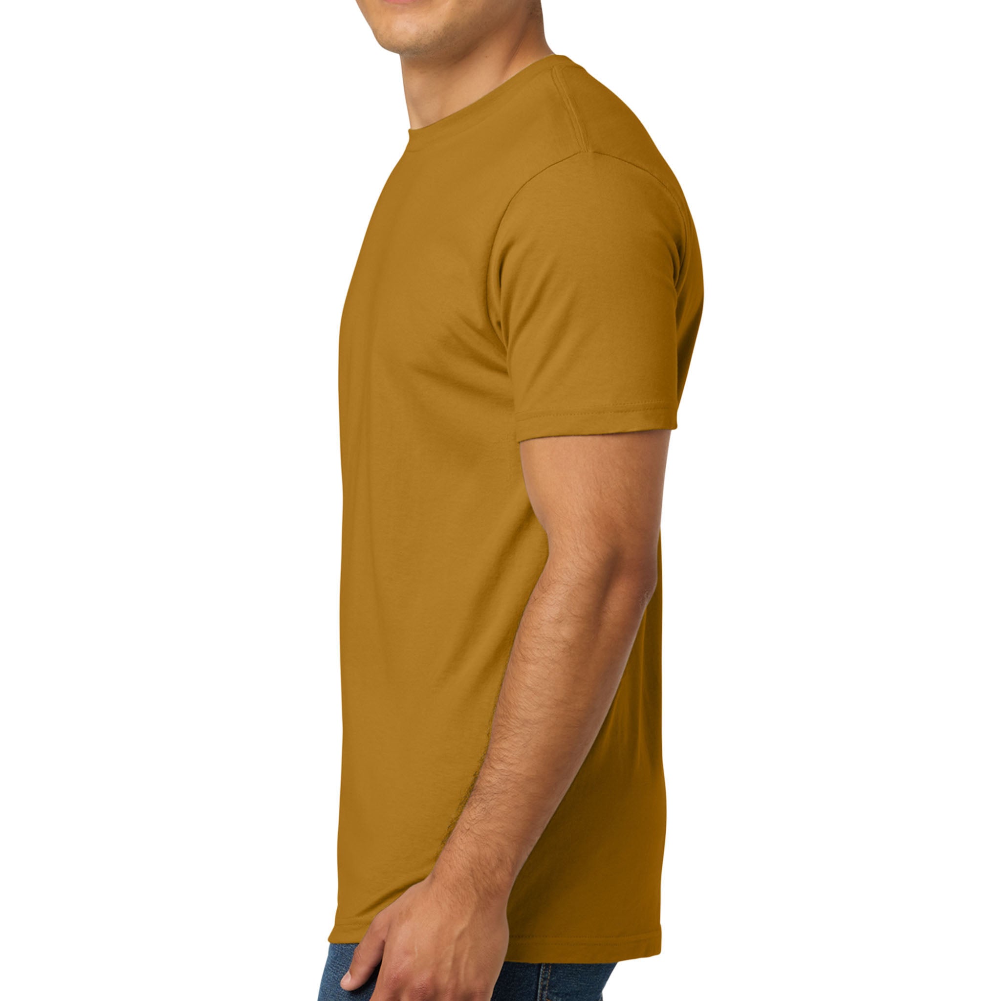 Next Level Apparel 3600 custom short sleeve t-shirt in antique gold, left side view