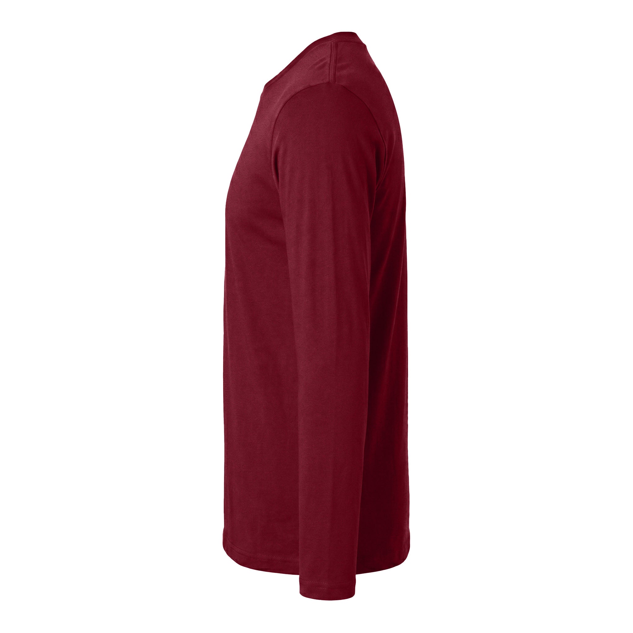 Next Level Apparel 3601 custom long sleeve t-shirt in cardinal, left side view