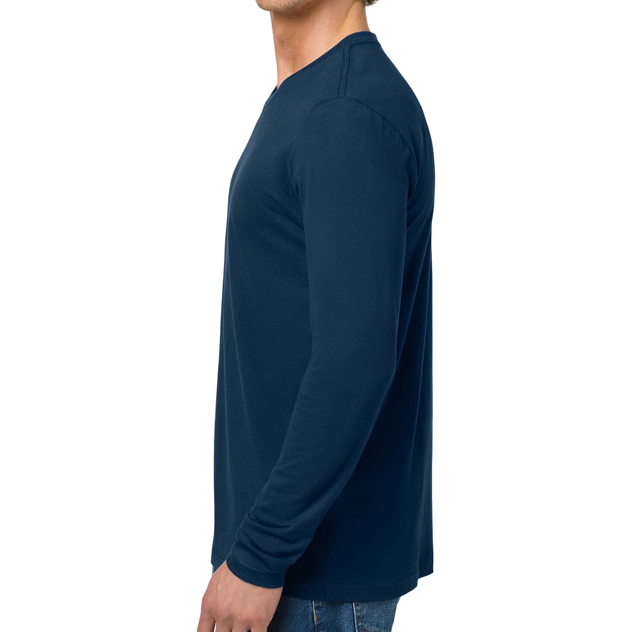 Next Level Apparel 3601 custom long sleeve t-shirt in cool blue, left side view