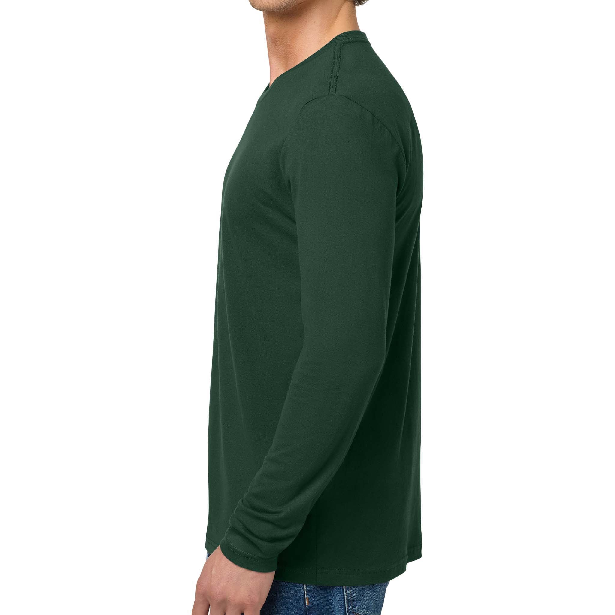 Next Level Apparel 3601 custom long sleeve t-shirt in forest green, left side view