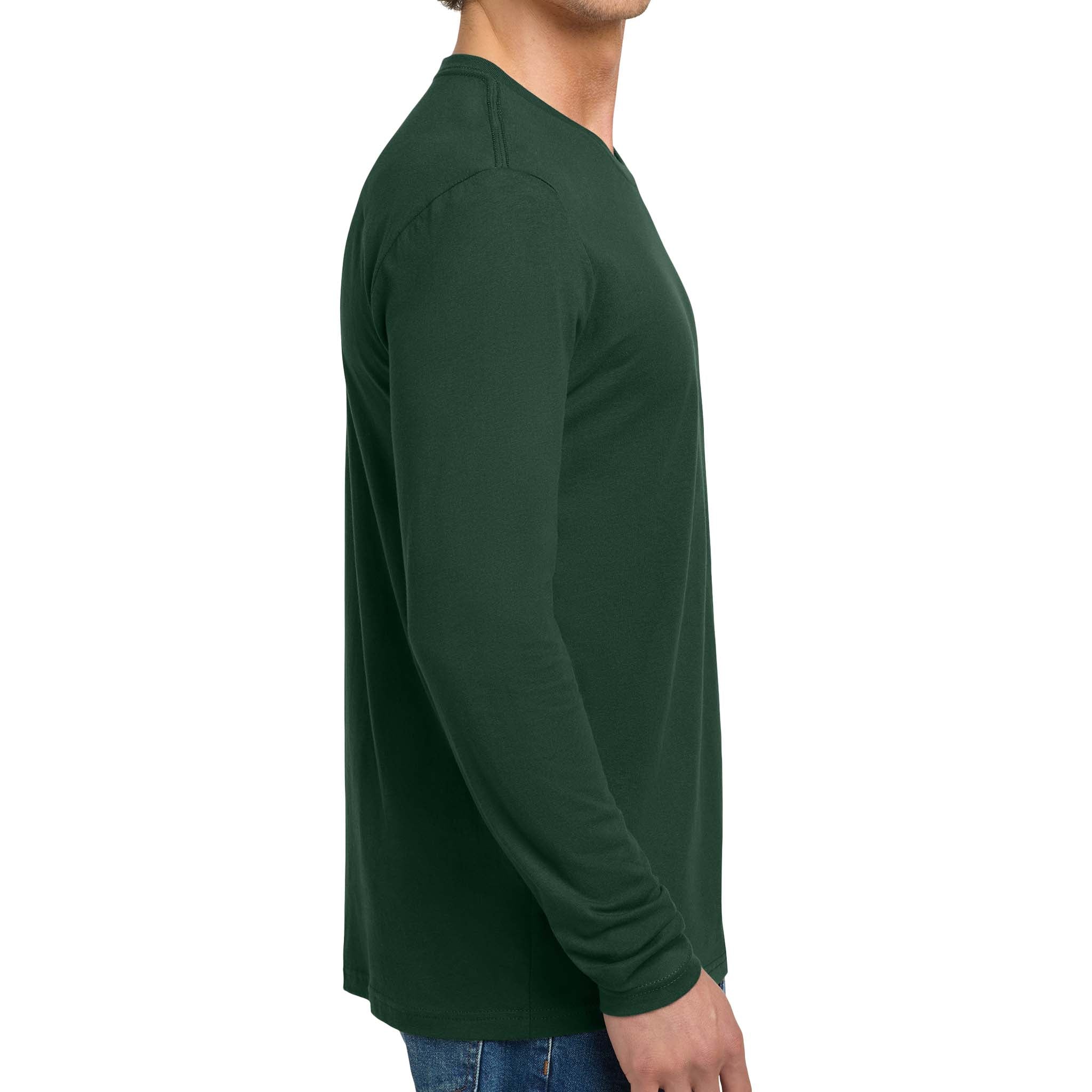 Next Level Apparel 3601 custom long sleeve t-shirt in forest green, right side view
