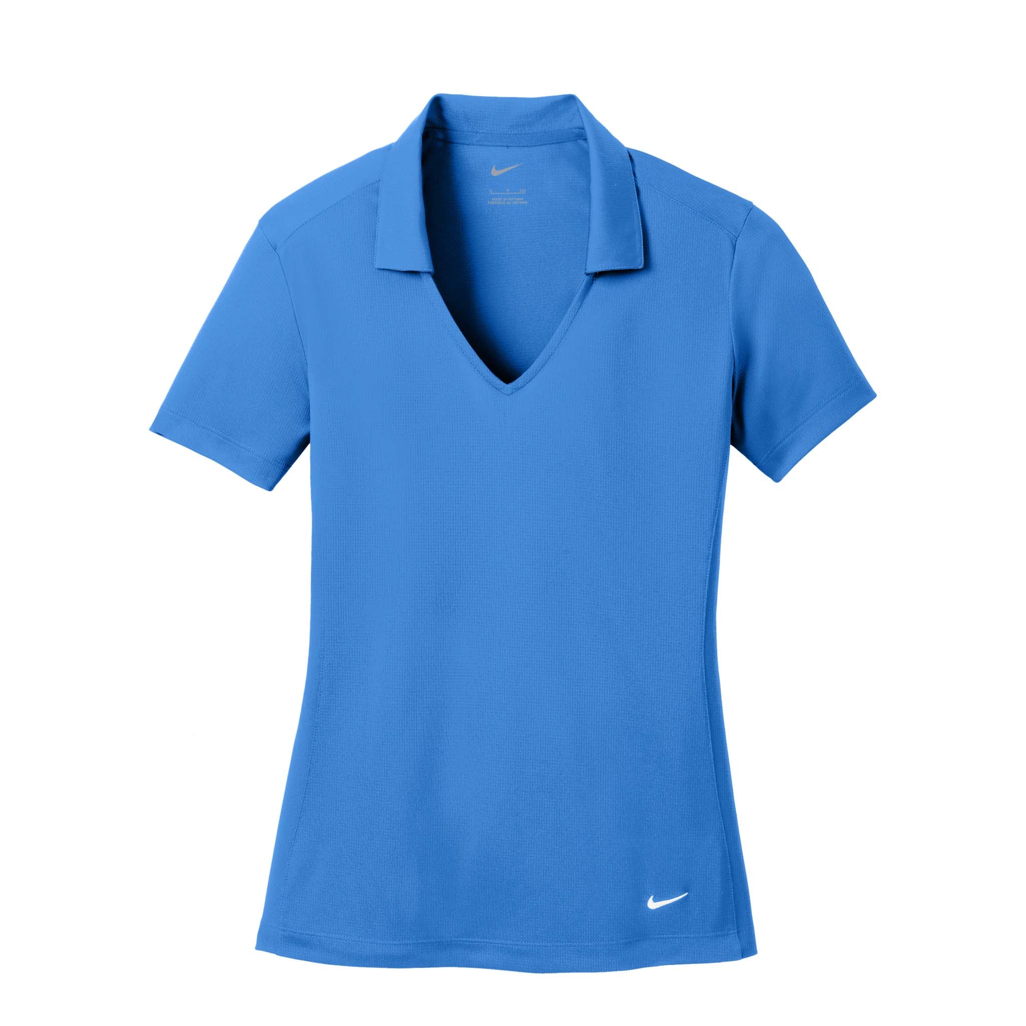 Nike 637165 custom polo in brisk blue, front view