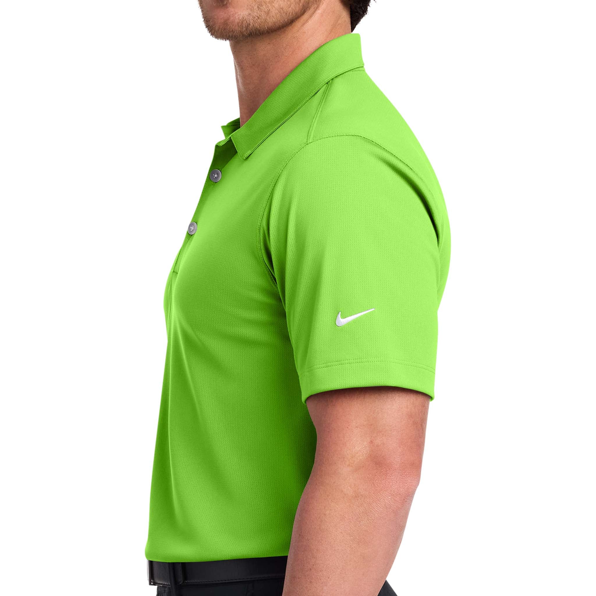 Nike 637167 custom polo in action green, left side view