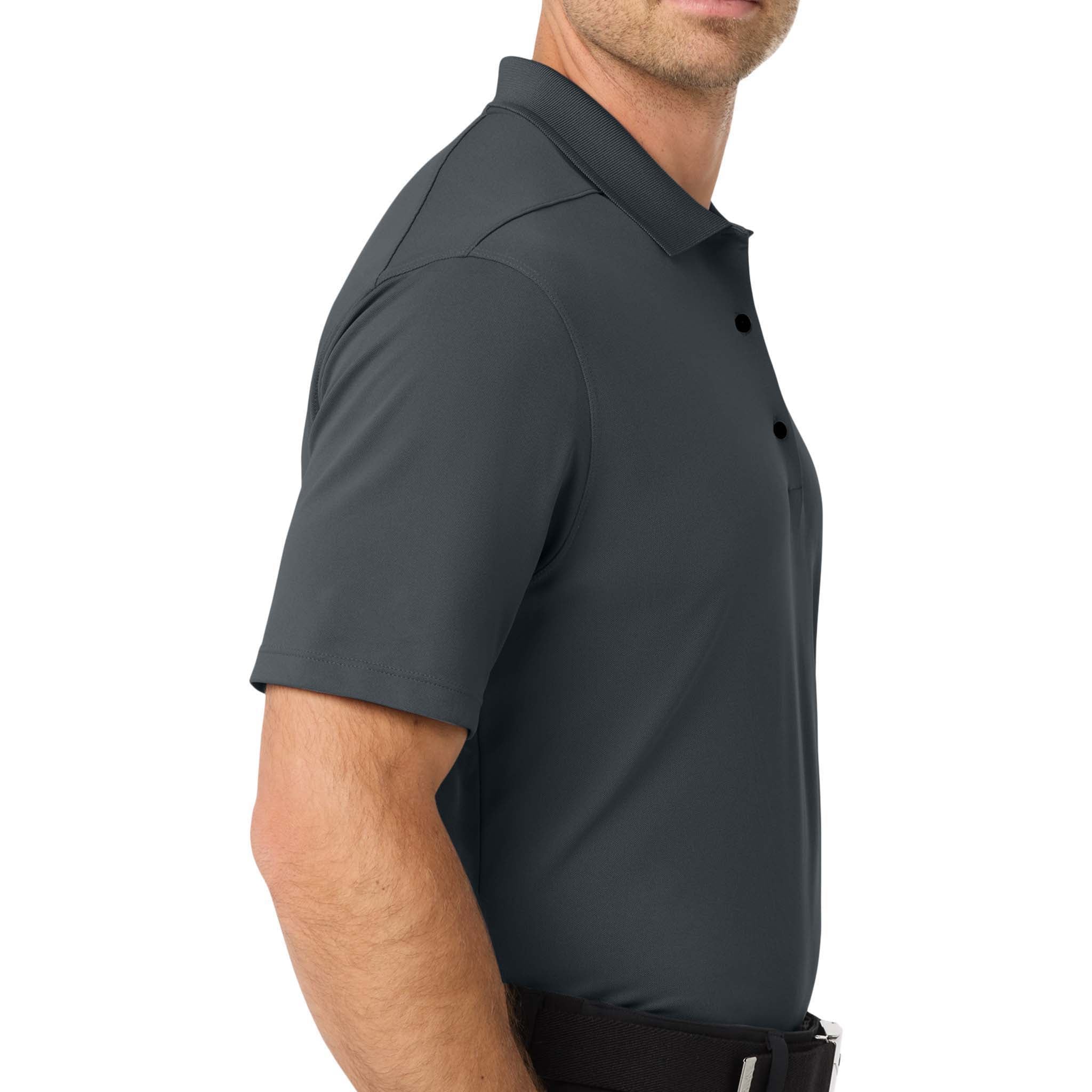 Nike NKDC1963 custom polo in anthracite, right side view