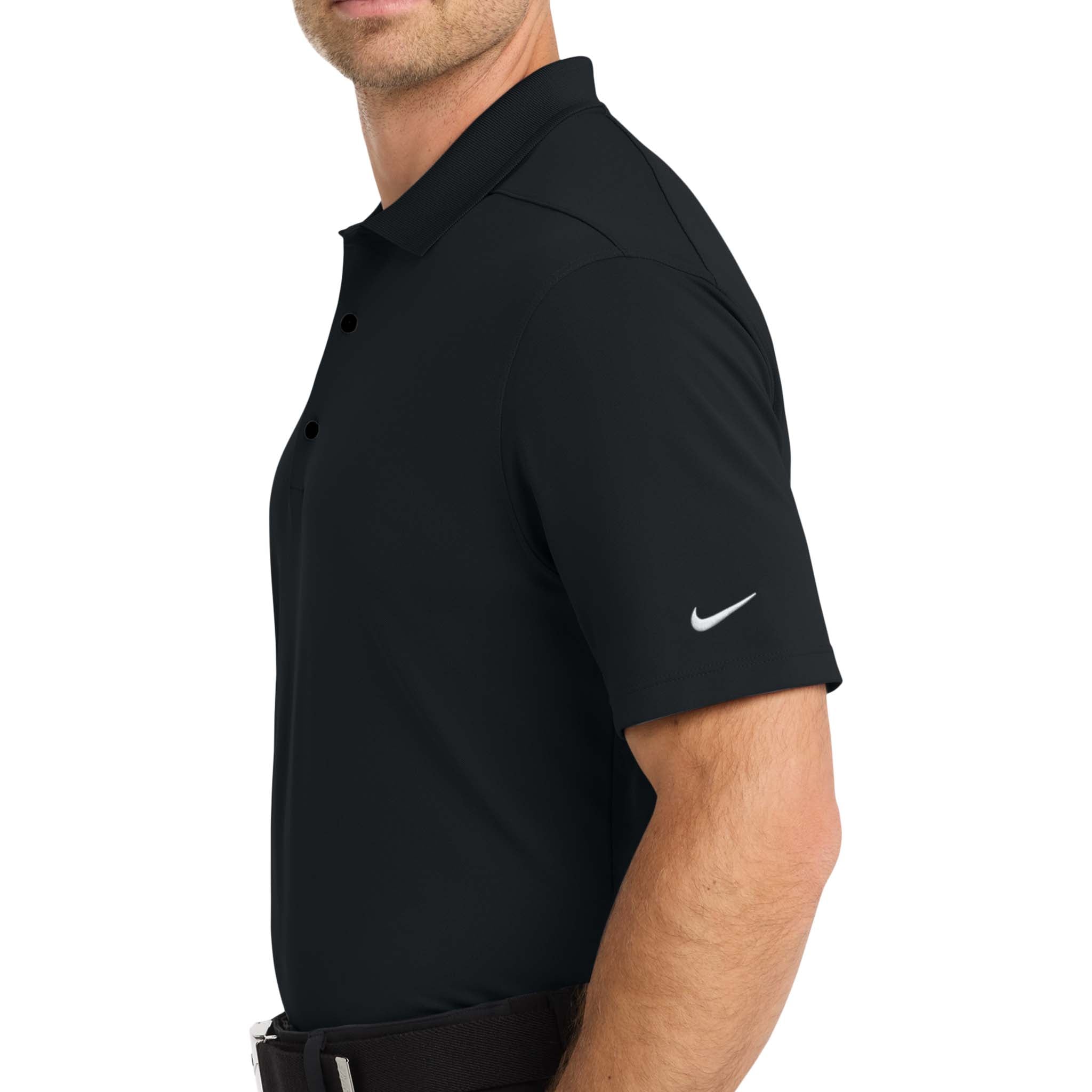 Nike NKDC1963 custom polo in black, left side view