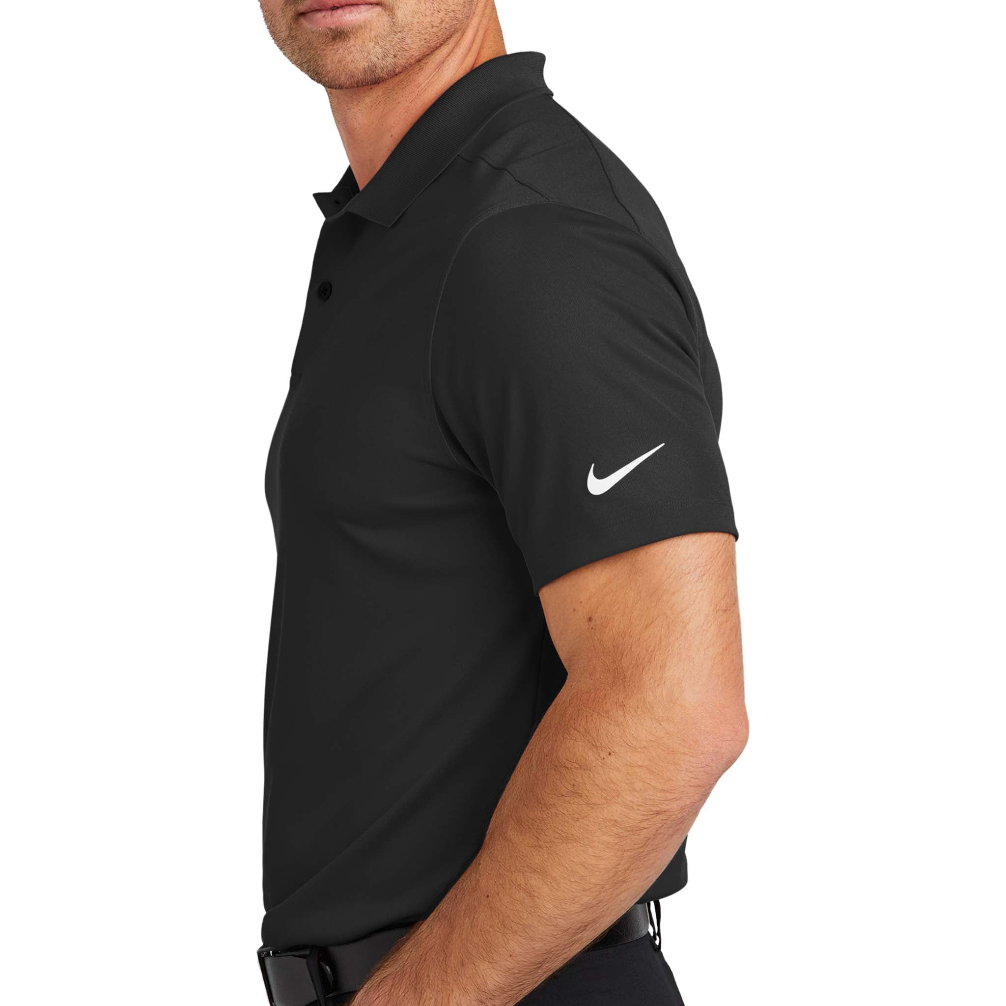 Nike NKDX6684 custom polo in black, left side view