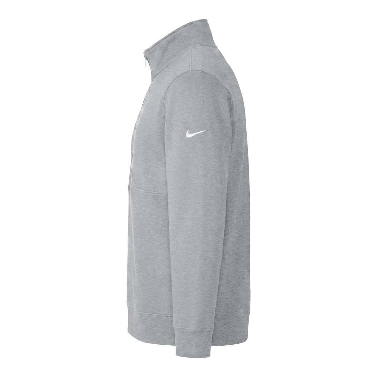 Nike NKDX6718 custom quarter-zip in dark grey heather, left side view